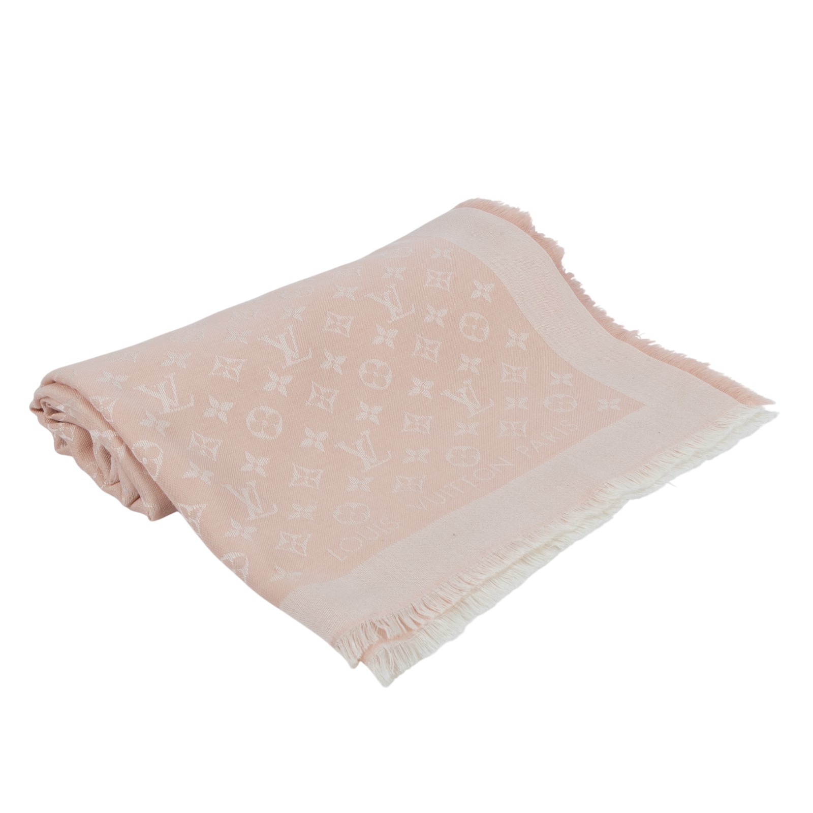 路易威登 LOUIS VUITTON Monogram Denim 披肩 M72046 粉原花圍巾 原廠盒子