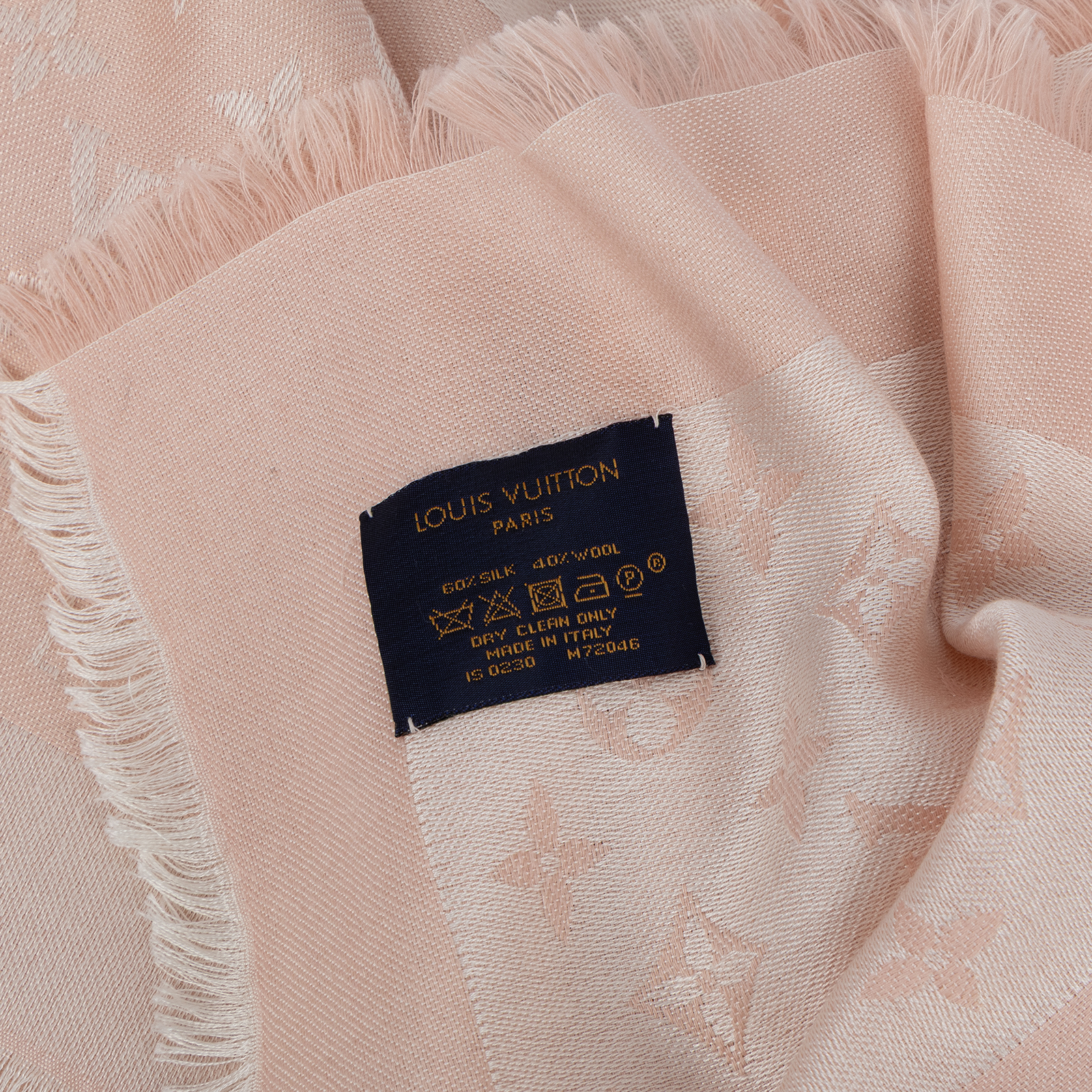 路易威登 LOUIS VUITTON Monogram Denim 披肩 M72046 粉原花圍巾 原廠盒子