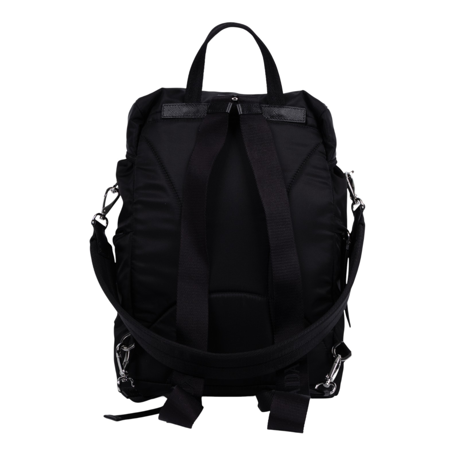 普拉達 PRADA Re-Nylon 背囊 1BZ039_RV44 黑尼龍鐵牌後背包 防塵袋