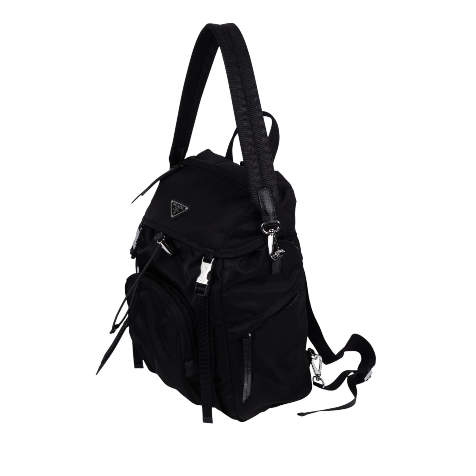 普拉達 PRADA Re-Nylon 背囊 1BZ039_RV44 黑尼龍鐵牌後背包 防塵袋