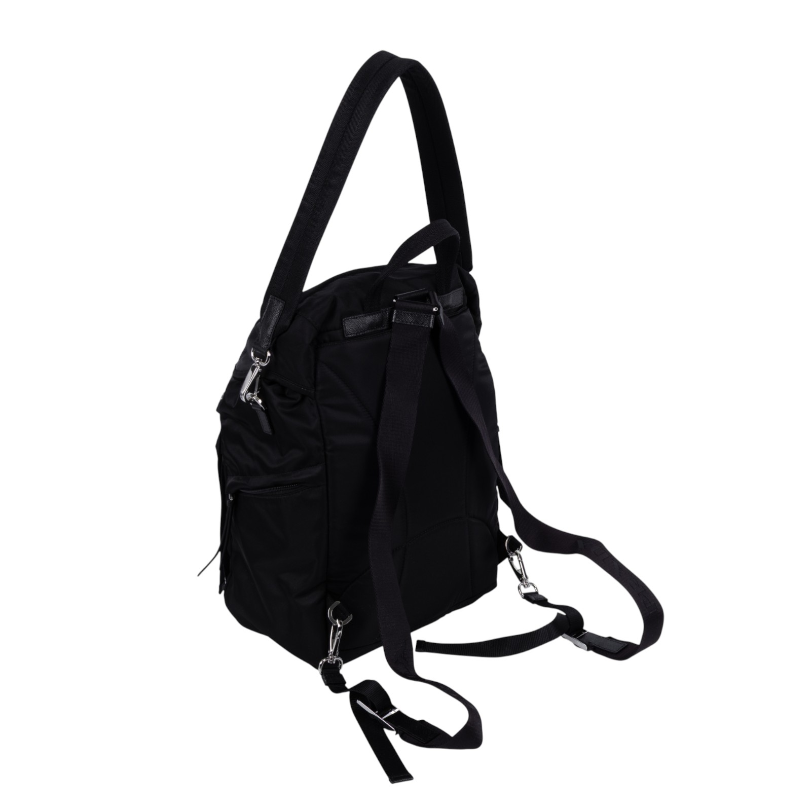 普拉達 PRADA Re-Nylon 背囊 1BZ039_RV44 黑尼龍鐵牌後背包 防塵袋