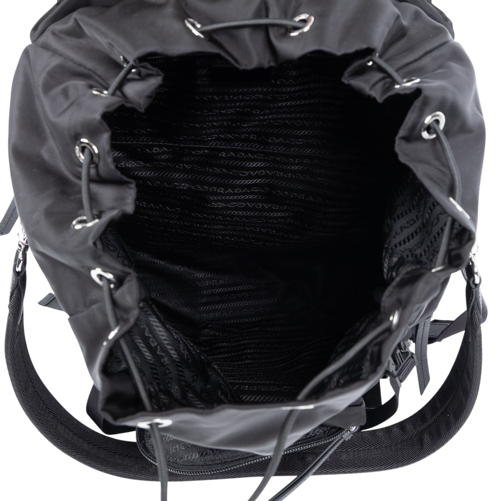 普拉達 PRADA Re-Nylon 背囊 1BZ039_RV44 黑尼龍鐵牌後背包 防塵袋