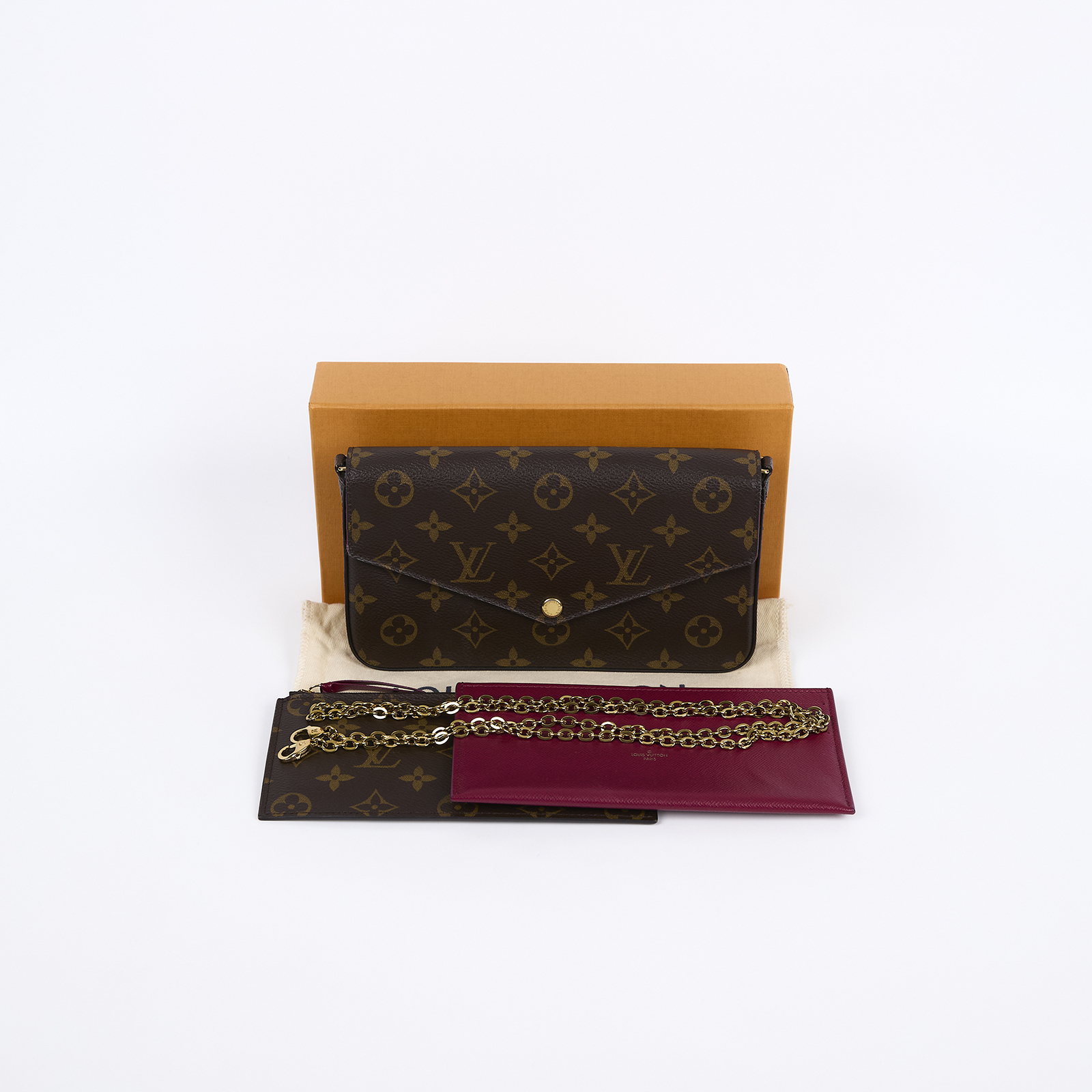 路易威登 LOUIS VUITTON Pochette Félicie 三合一鏈條包 紫紅色 M61276  原廠盒子/防塵袋/內袋2