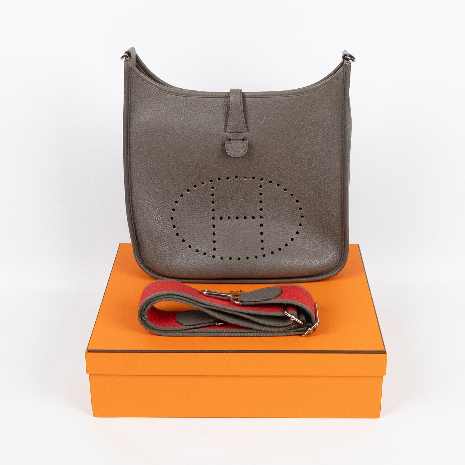 愛馬仕 Hermes Evelyne Bag 伊芙琳包 29 馬蹄型 EV29 X刻 灰EVELYNE 29 原廠盒子/背帶