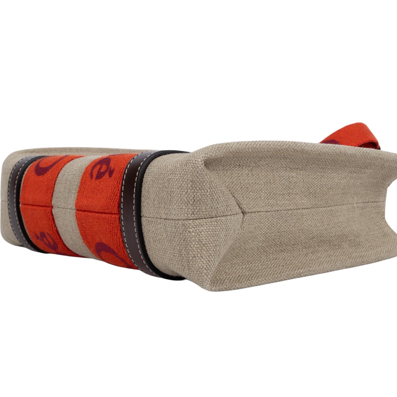 蔻依 CHLOE Woody Small 手提包 肩背包 托特包 CHC23US397K37 9HE 紅/棕亞麻WOODY 小 背帶款 防塵袋