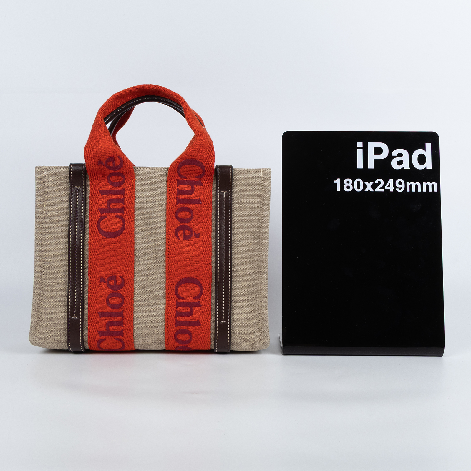 蔻依 CHLOE Woody Small 手提包 肩背包 托特包 CHC23US397K37 9HE 紅/棕亞麻WOODY 小 背帶款 防塵袋