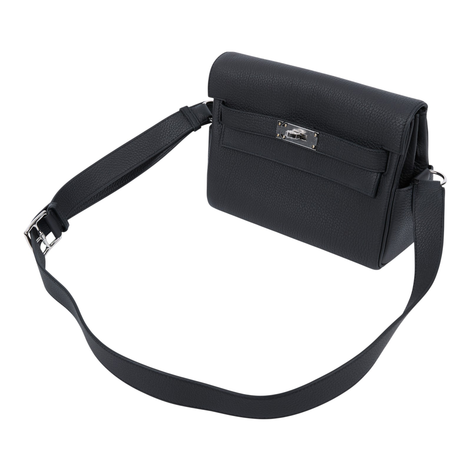 愛馬仕 Hermes Kelly Bag 凱莉包 Messenger PM 手提包 黑色 銀扣 H085671CK89 /K刻  原廠盒子/防塵袋/購買證明影本