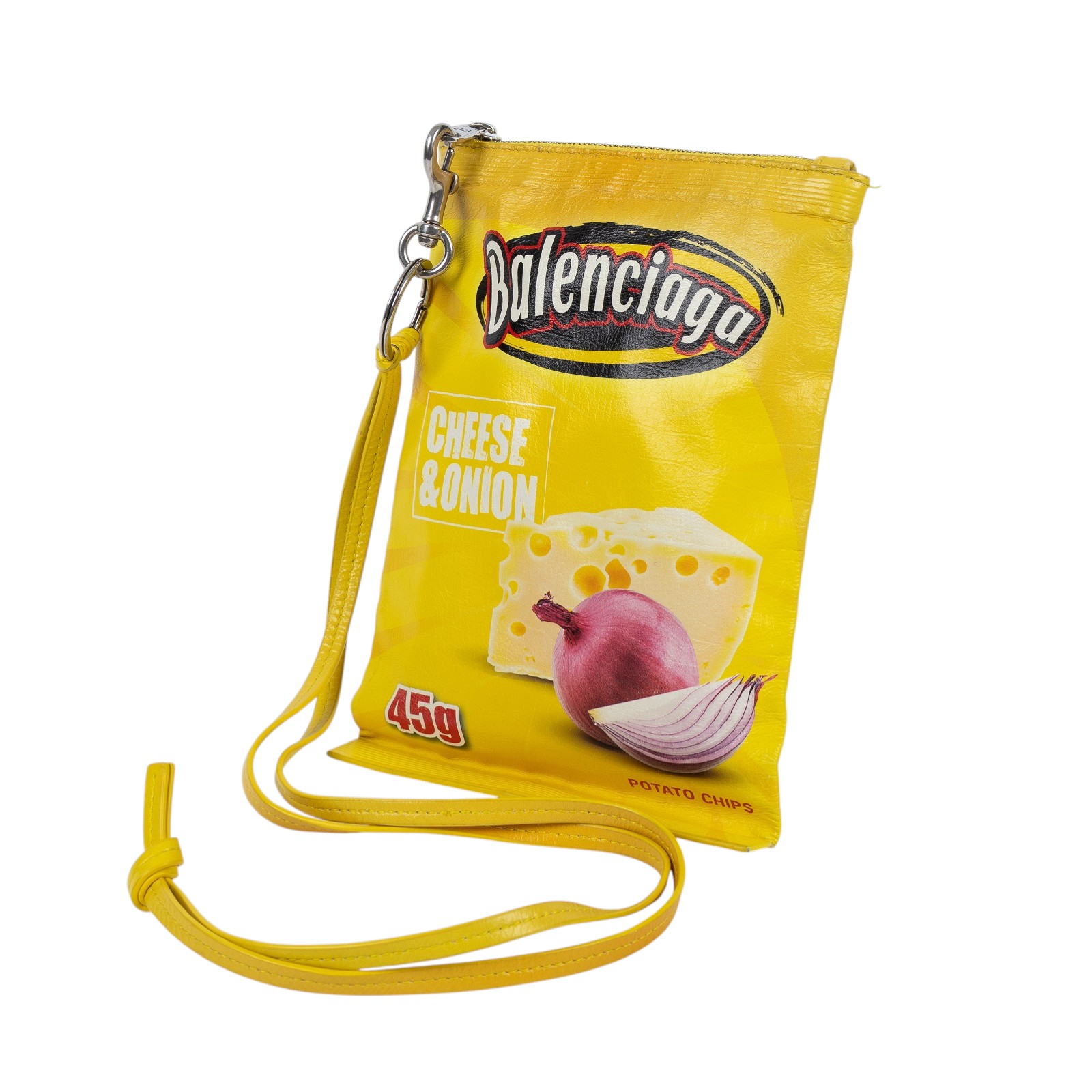 巴黎世家 BALENCIAGA Chips 皮革 手機手拿包 8277712ABP0 黃洋芋片包 無附屬品