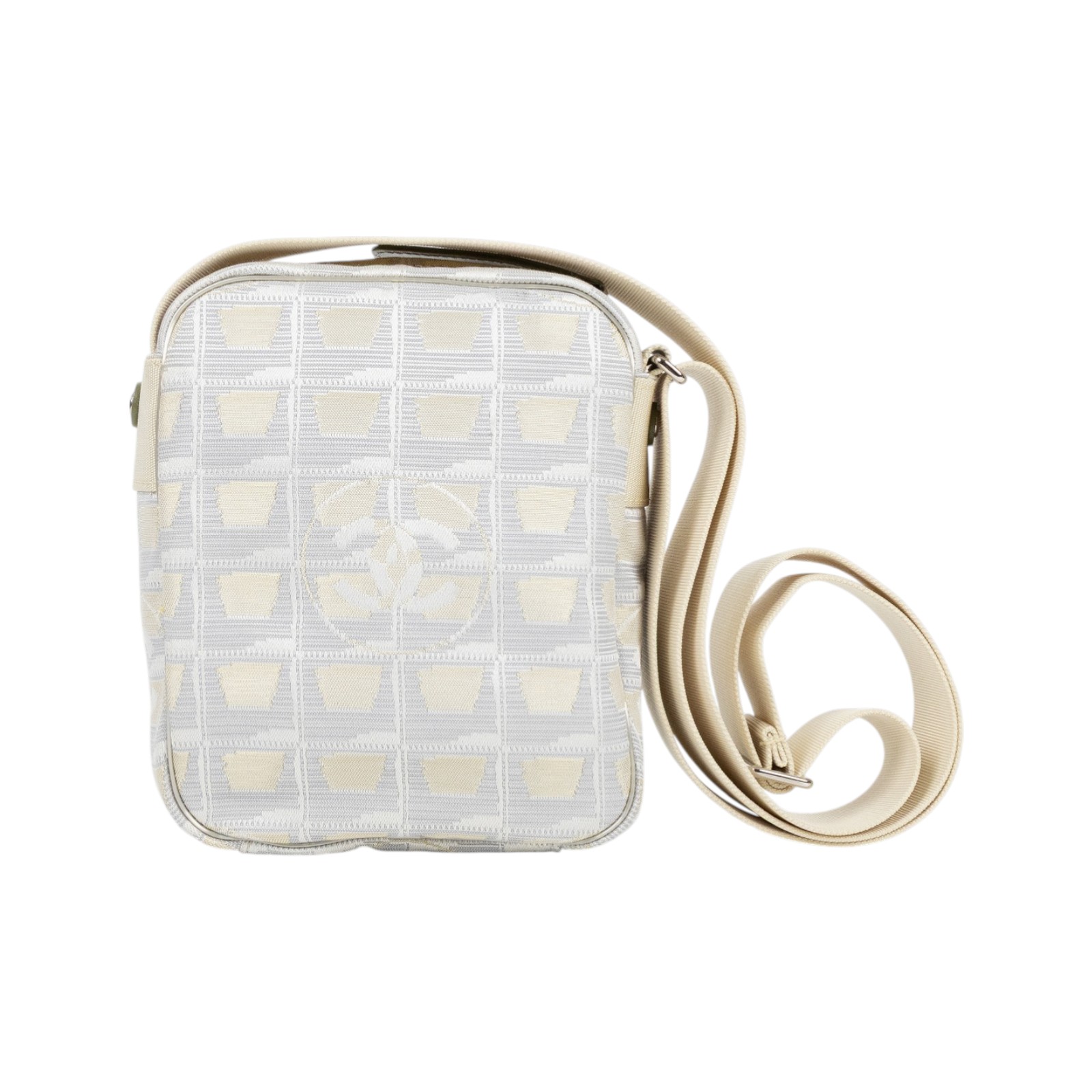 香奈兒 CHANEL CC LOGO 斜背包 肩背包 A30913 10開 白帆布肩背包 無附屬品