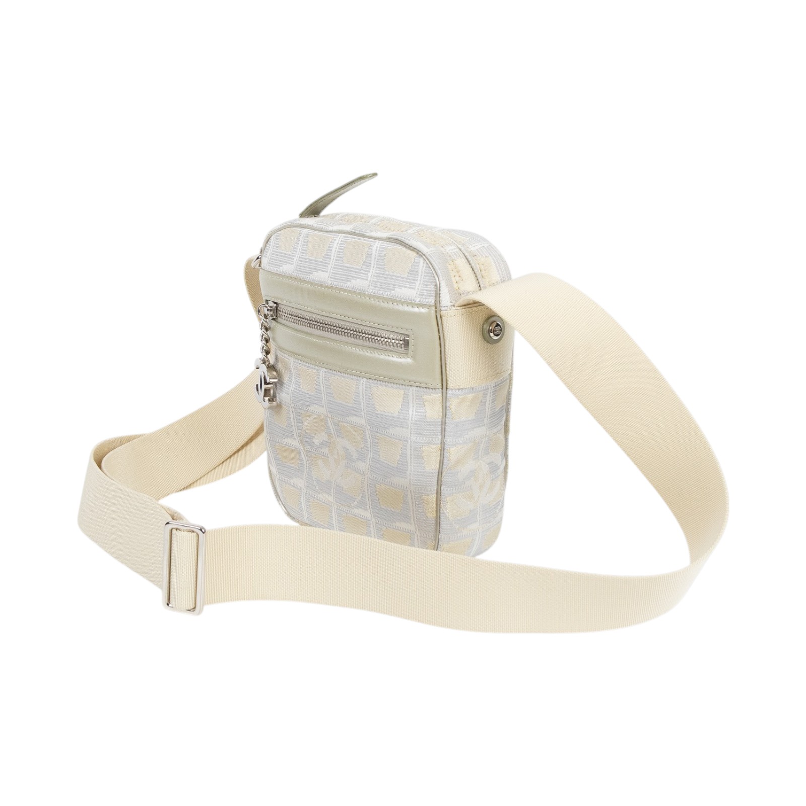 香奈兒 CHANEL CC LOGO 斜背包 肩背包 A30913 10開 白帆布肩背包 無附屬品