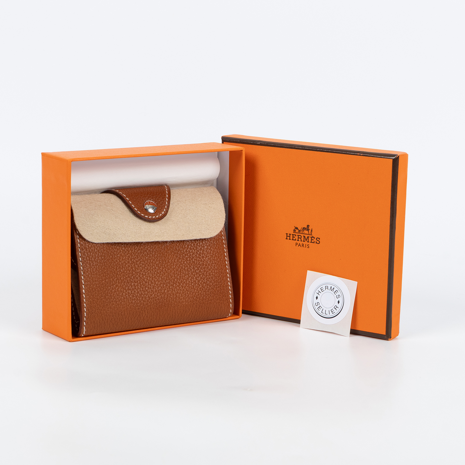 愛馬仕 Hermes Iliade 卡夾 淺黃褐色 銀色五金 H085324CK34 /W刻 Iliade卡夾 原廠盒子