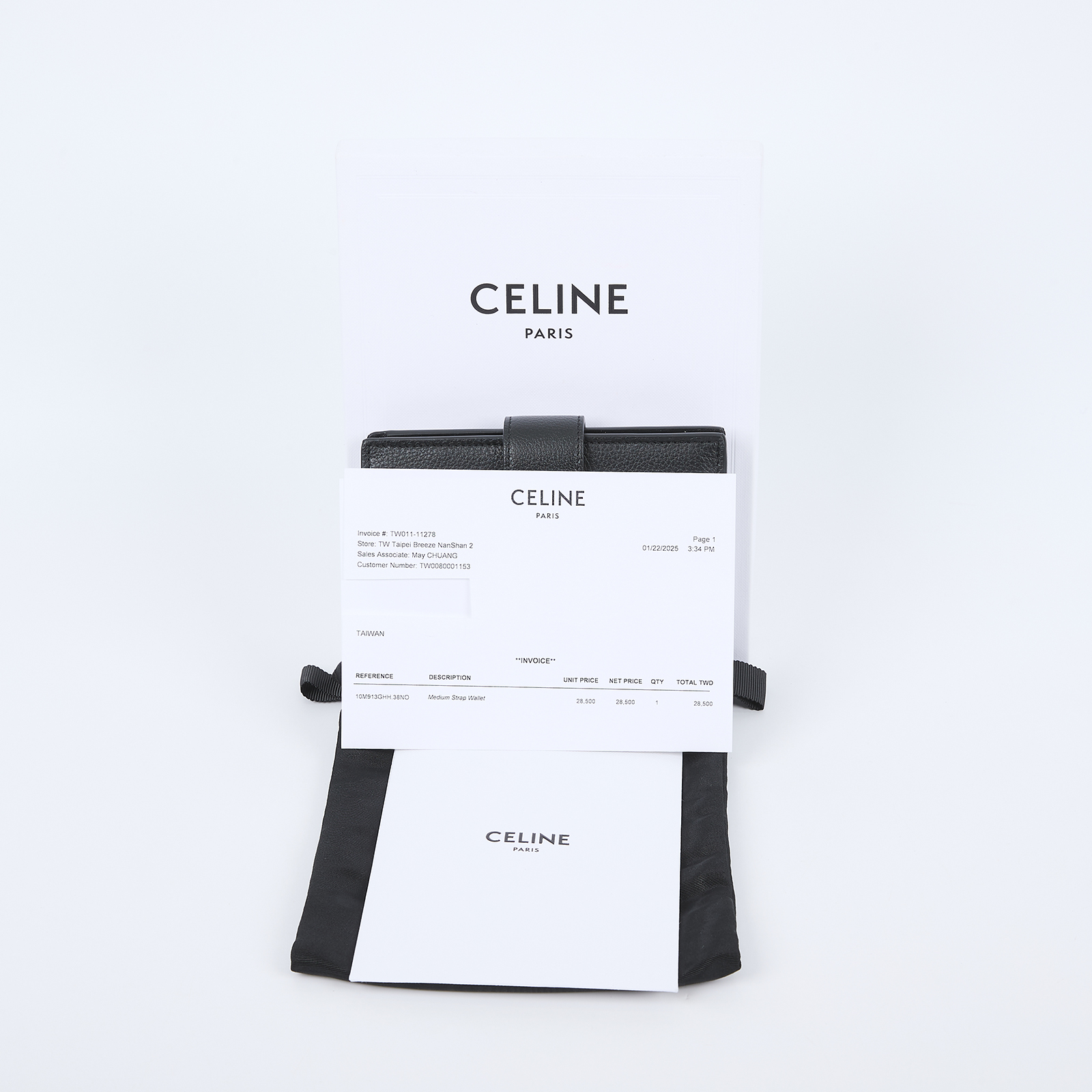 思琳 CELINE NinoI 搭帶 錢包 短夾 中型 10M913GHH 黑NINO搭帶錢包 中 防塵袋/台灣購買證明/原廠盒子