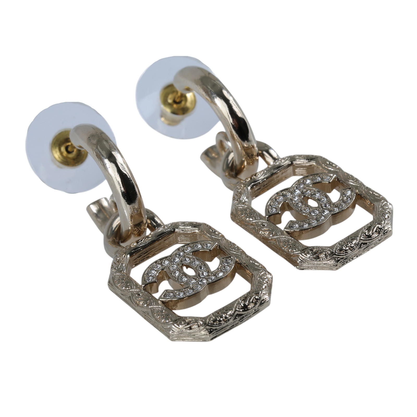 香奈兒 CHANEL CC LOGO 耳環 耳釘 B23K 方框雙C耳環 原廠盒子