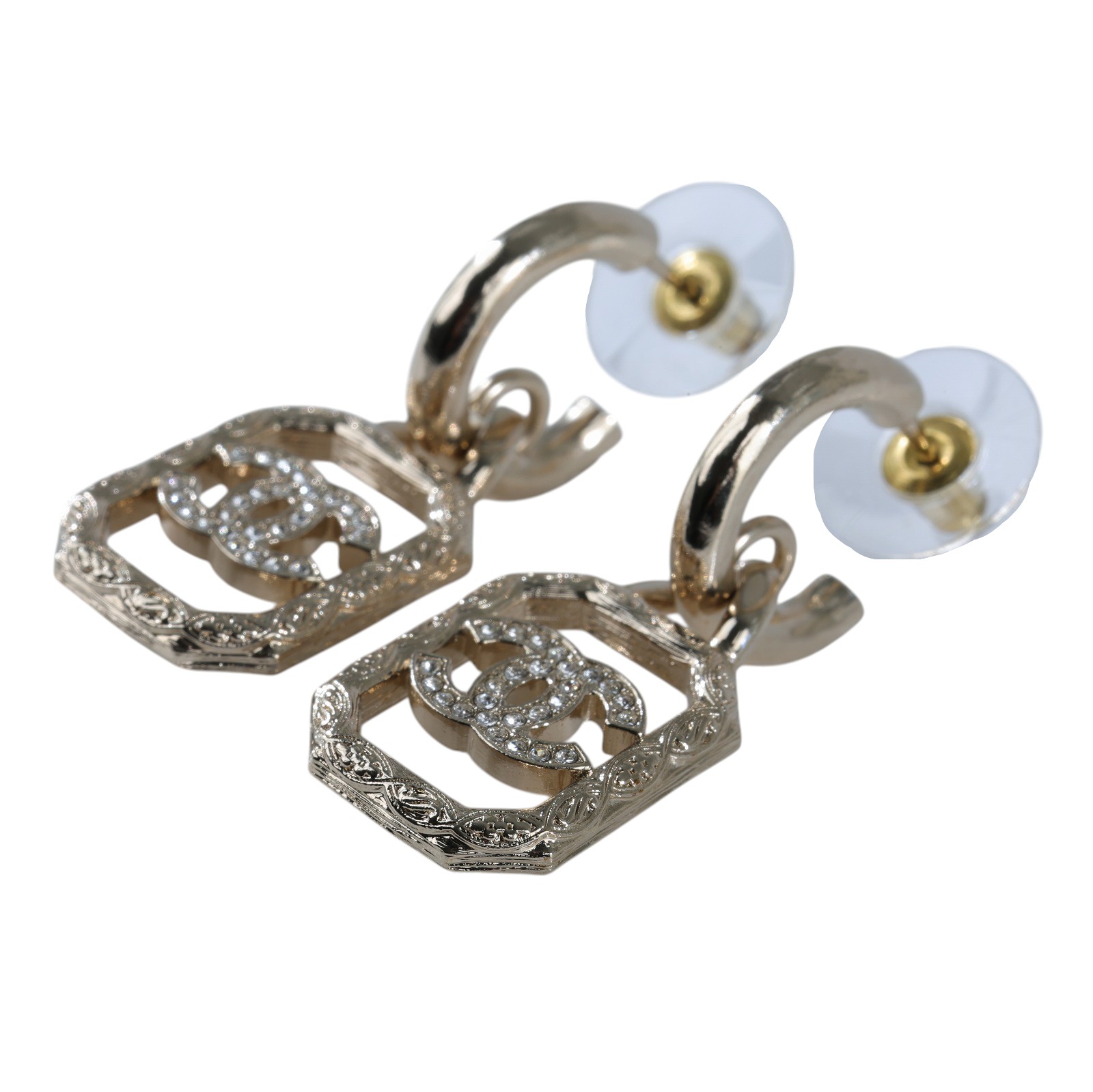 香奈兒 CHANEL CC LOGO 耳環 耳釘 B23K 方框雙C耳環 原廠盒子