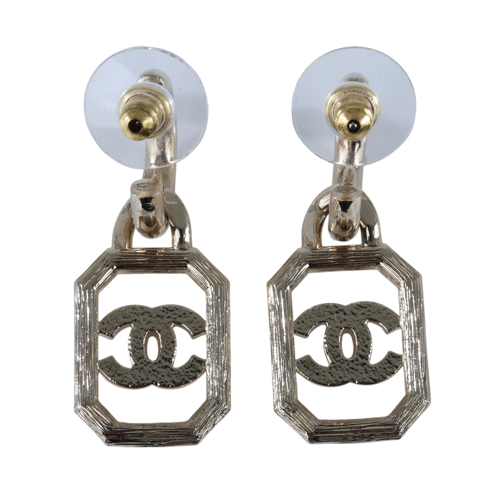 香奈兒 CHANEL CC LOGO 耳環 耳釘 B23K 方框雙C耳環 原廠盒子