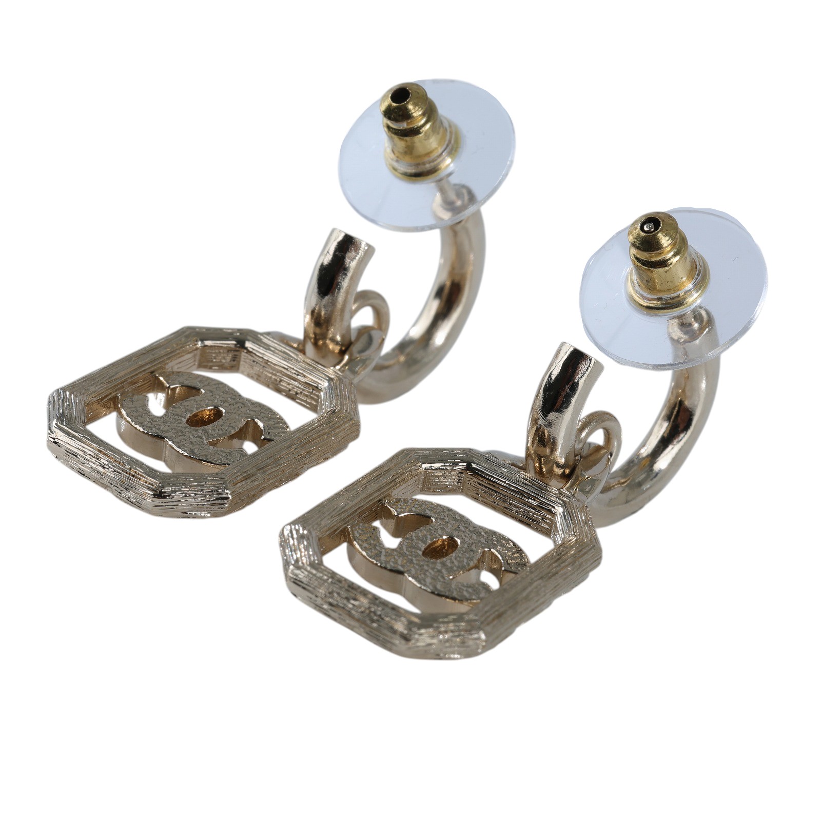 香奈兒 CHANEL CC LOGO 耳環 耳釘 B23K 方框雙C耳環 原廠盒子