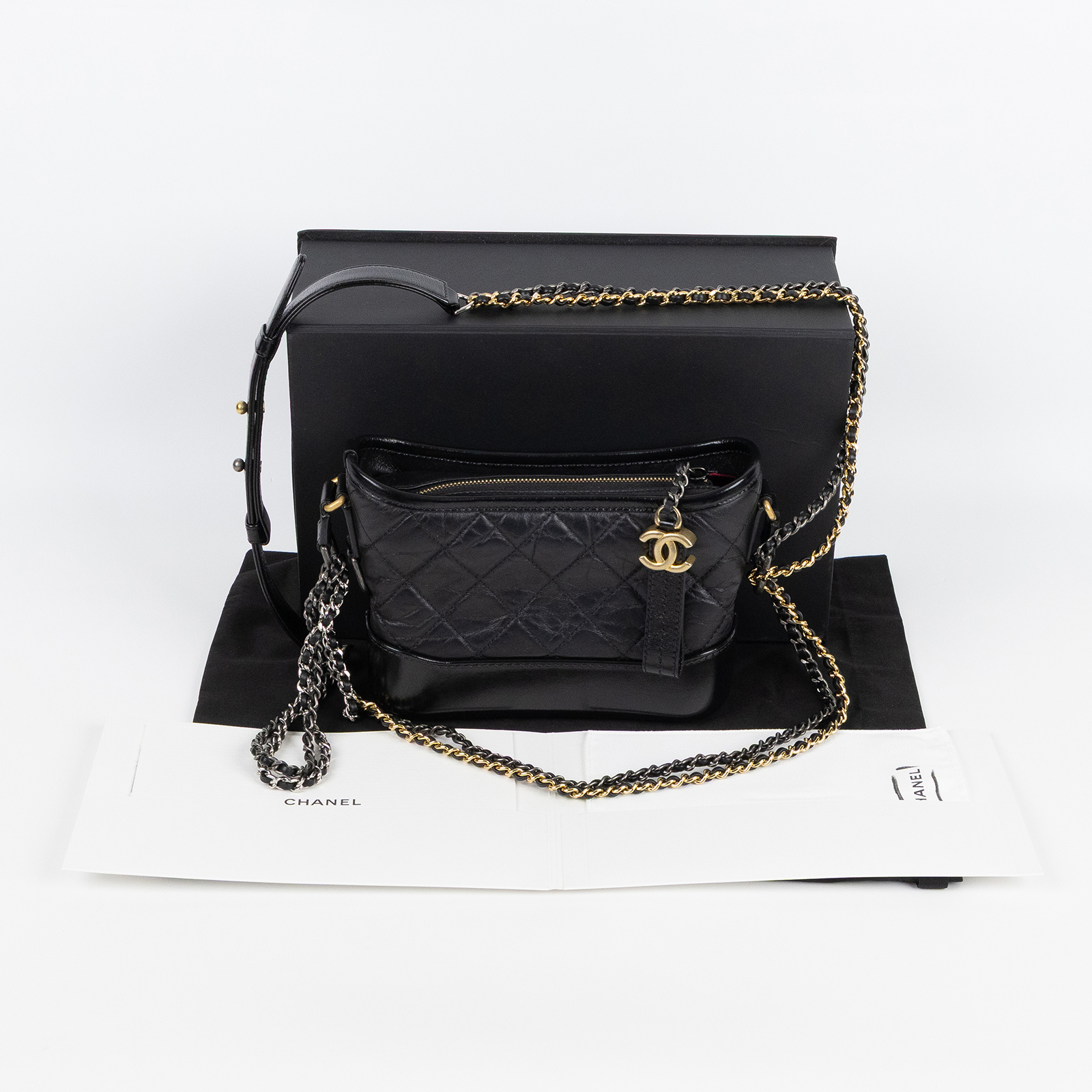 香奈兒 CHANEL 流浪包 小型 A91810 25開黑流浪包 小號 原廠盒子/防塵袋