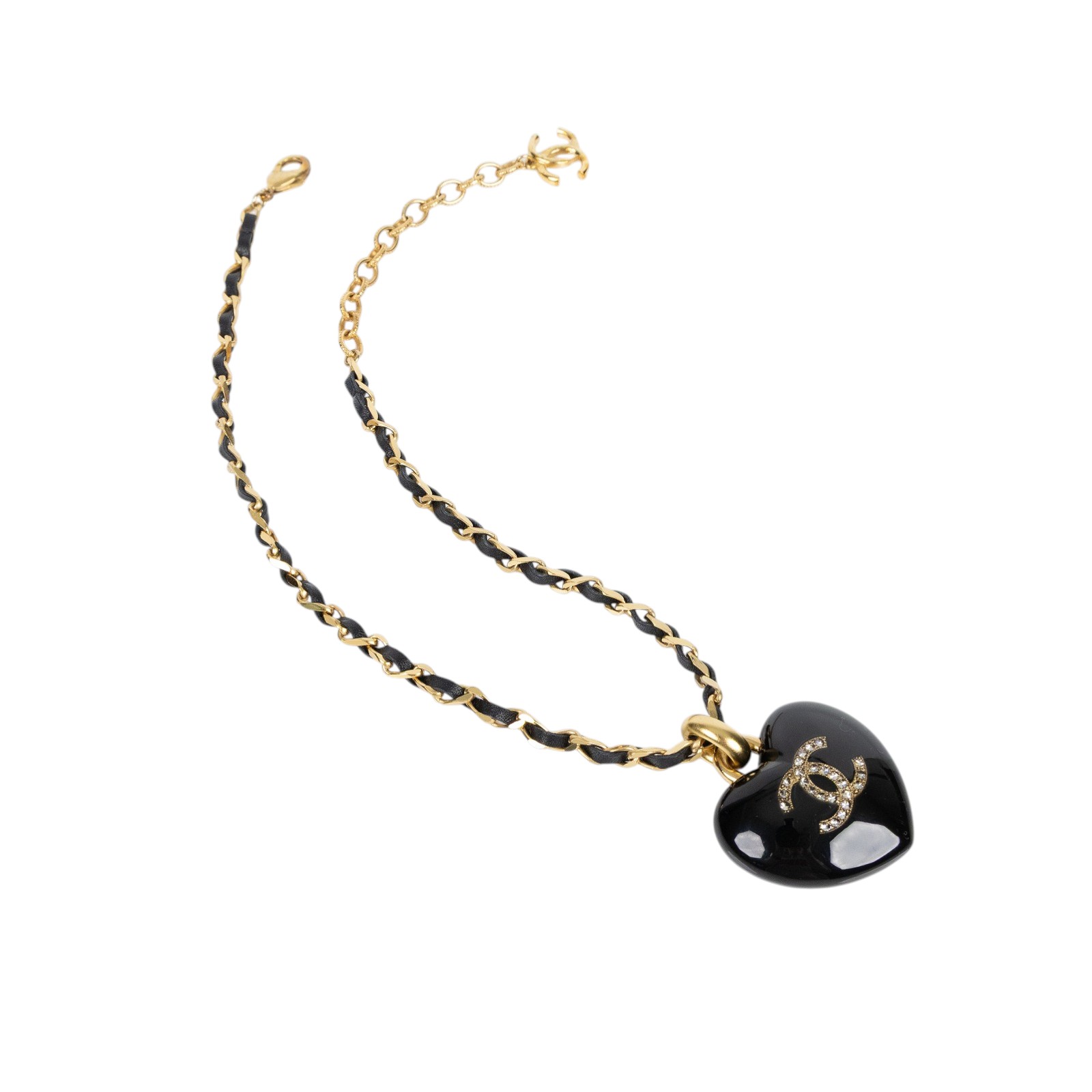 香奈兒 CHANEL CC LOGO 項鍊 D21P 黑愛心項鍊 原廠盒子