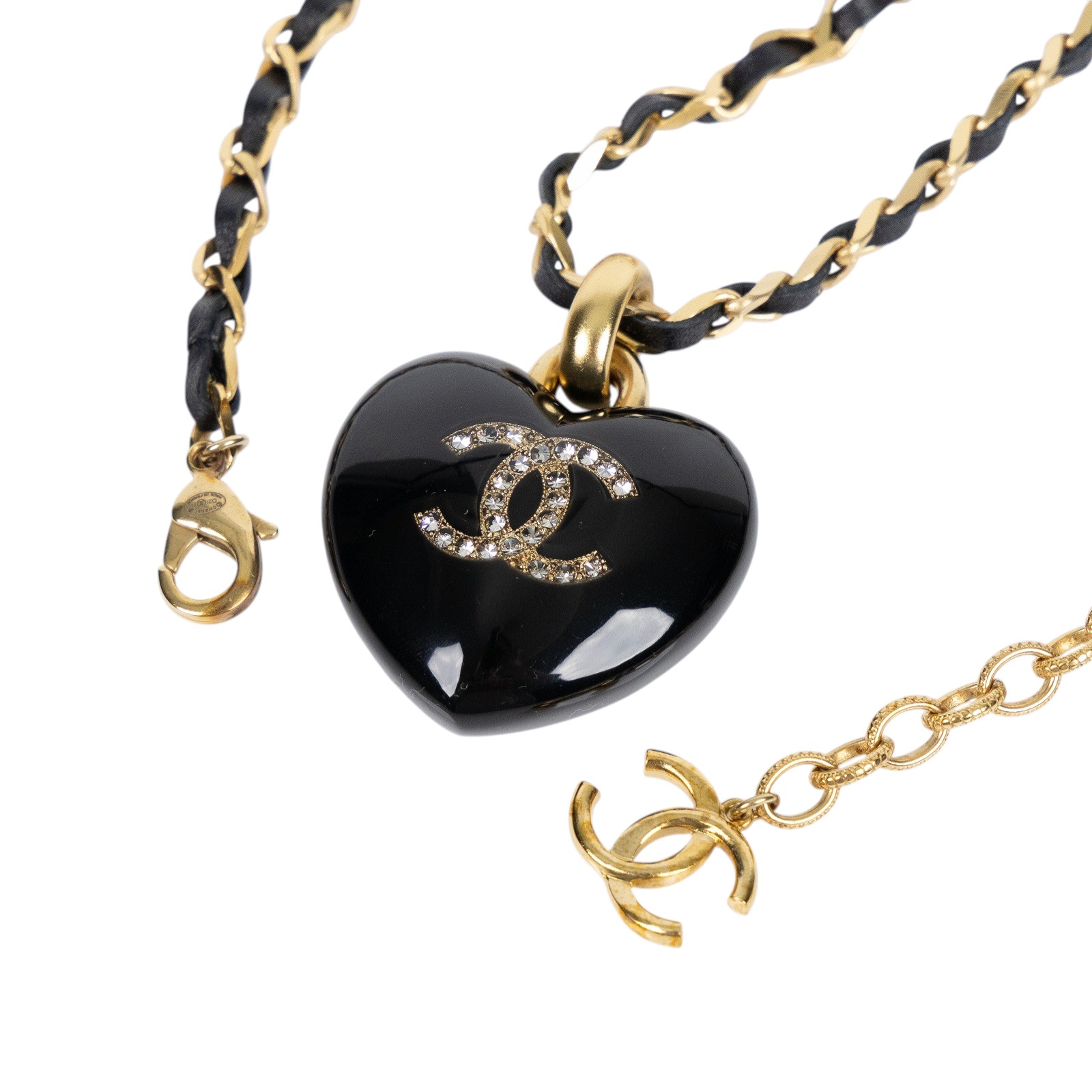 香奈兒 CHANEL CC LOGO 項鍊 D21P 黑愛心項鍊 原廠盒子