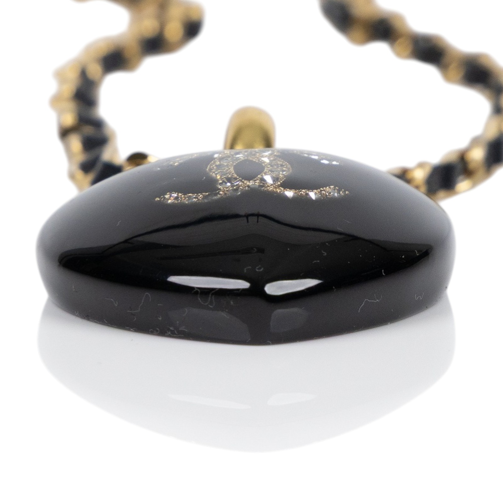 香奈兒 CHANEL CC LOGO 項鍊 D21P 黑愛心項鍊 原廠盒子