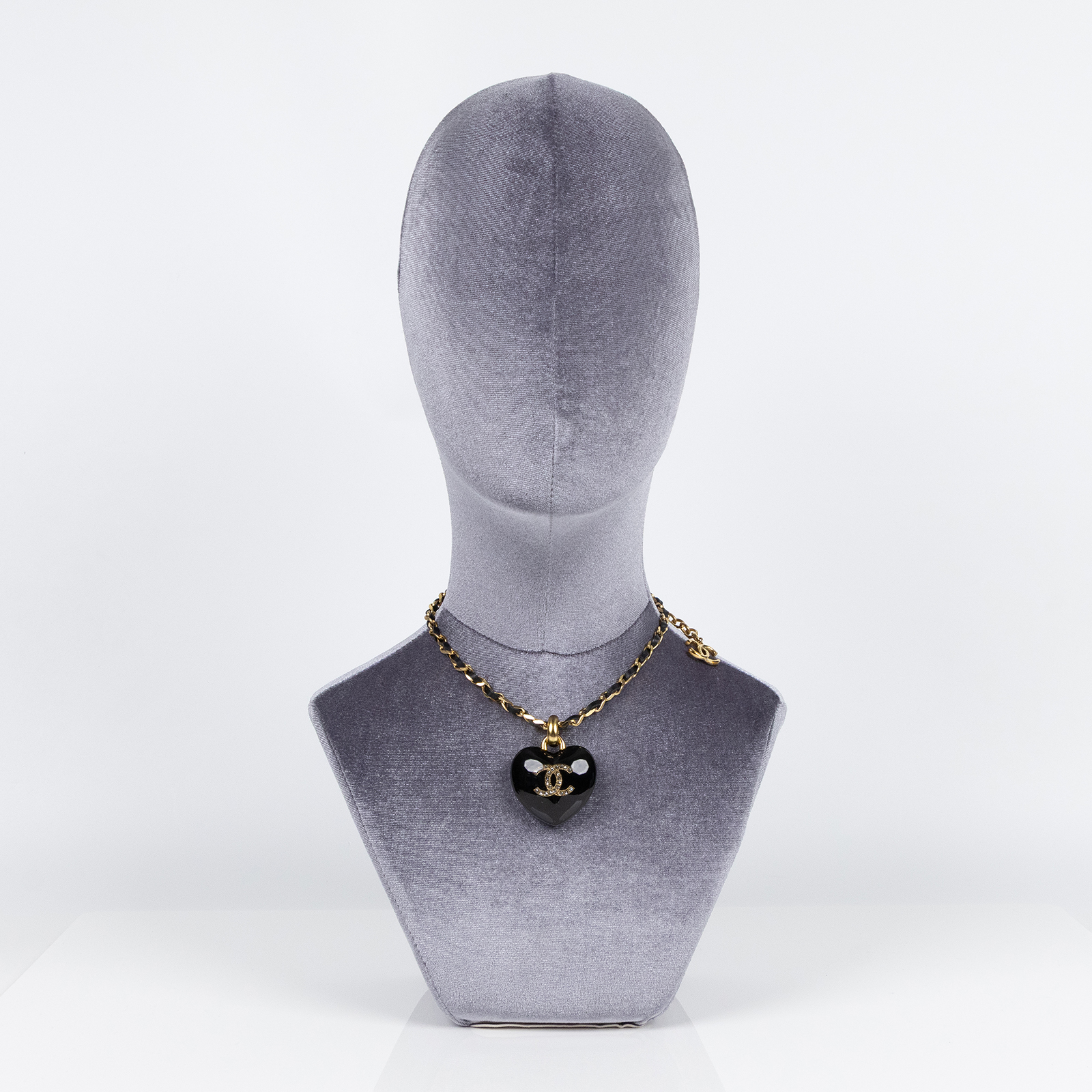 香奈兒 CHANEL CC LOGO 項鍊 D21P 黑愛心項鍊 原廠盒子