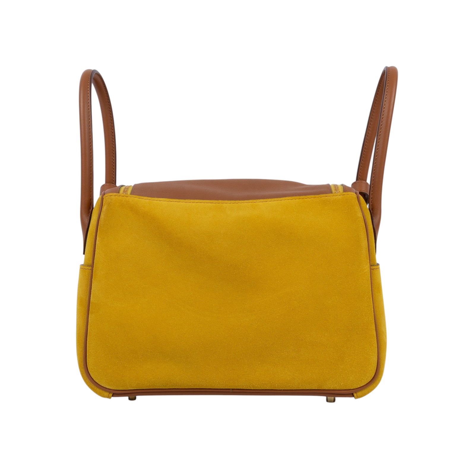 愛馬仕 Hermes Lindy 琳迪包 26 LD26 D刻 金棕拼琥珀黃麂皮LINDY26 原廠盒子/防塵袋