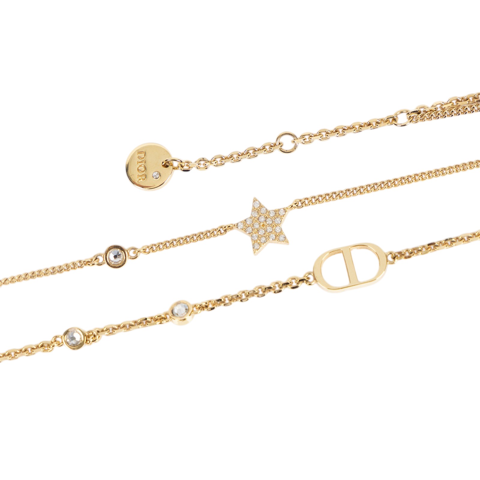 迪奧 CHRISTIAN DIOR Petit CD 雙項鍊 N1155PMTCY 星星CD雙層項鍊 原廠盒子/防塵袋