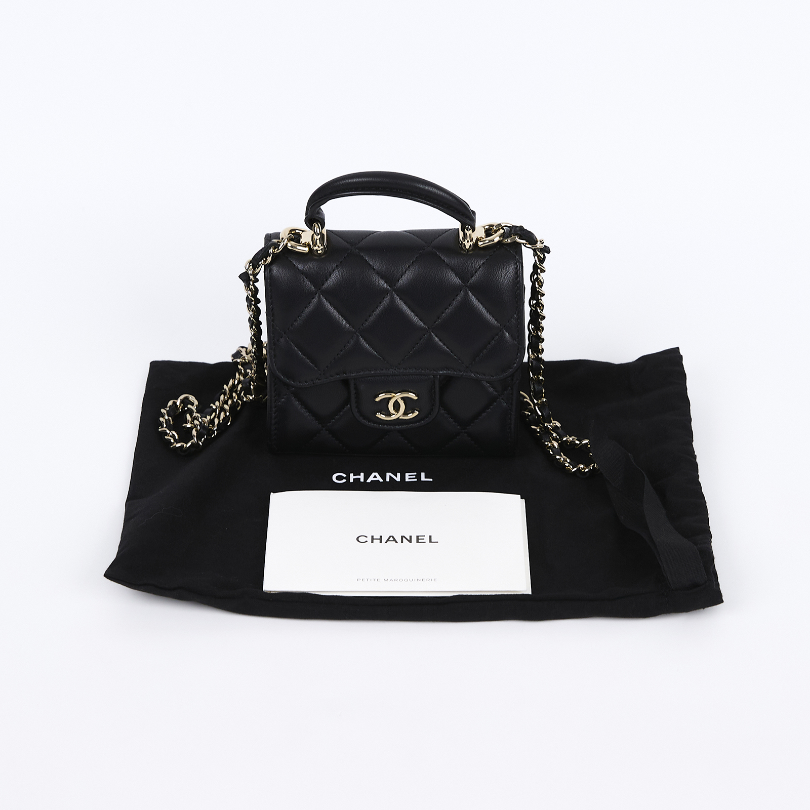 香奈兒 CHANEL CF 口蓋包 手提包 斜背包 肩背包 AP2682 B06660 晶片款 黑羊迷你鍊包 防塵袋