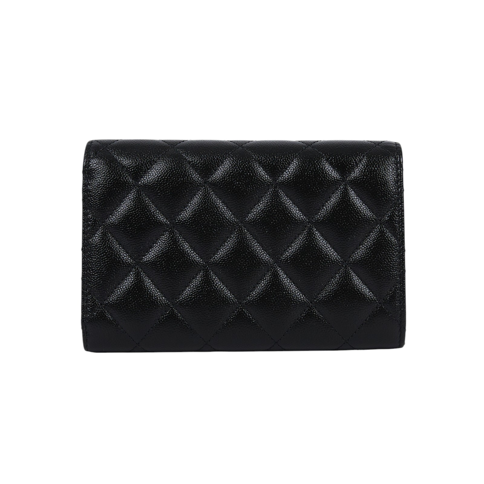 香奈兒 CHANEL 錢包 釦式 中夾 AP3398 晶片款 黑銀雙C中夾 防塵袋