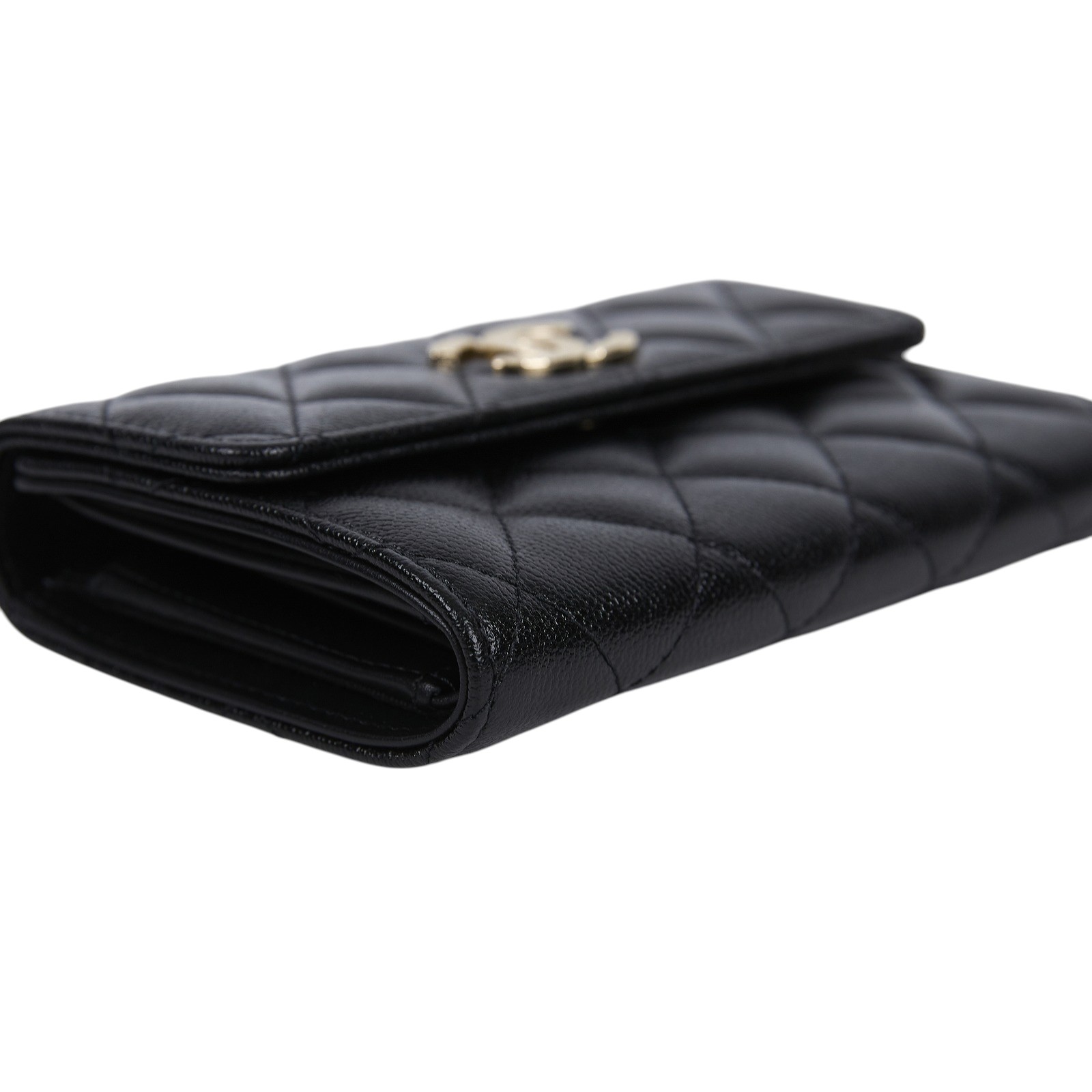 香奈兒 CHANEL 錢包 釦式 中夾 AP3398 晶片款 黑銀雙C中夾 防塵袋