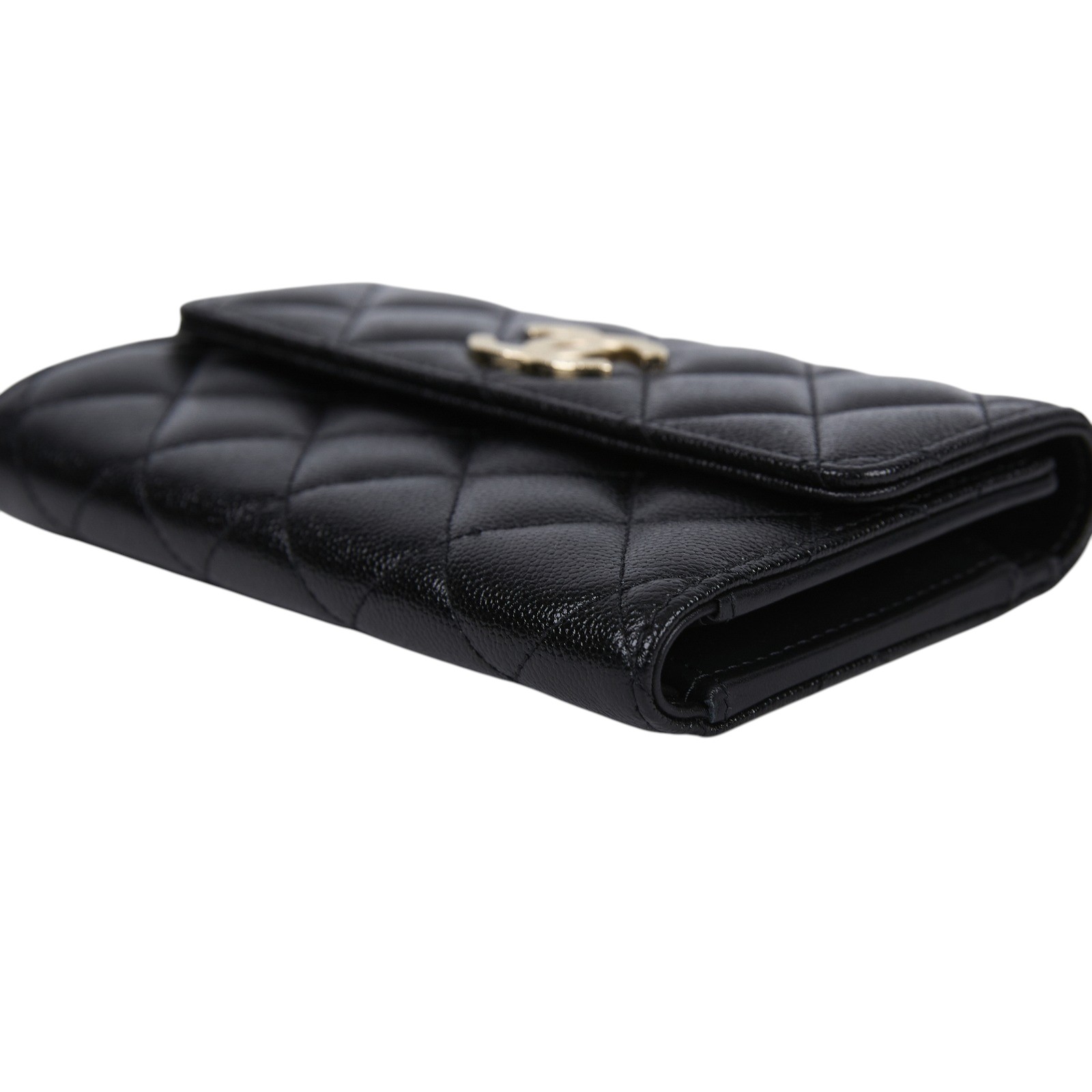 香奈兒 CHANEL 錢包 釦式 中夾 AP3398 晶片款 黑銀雙C中夾 防塵袋