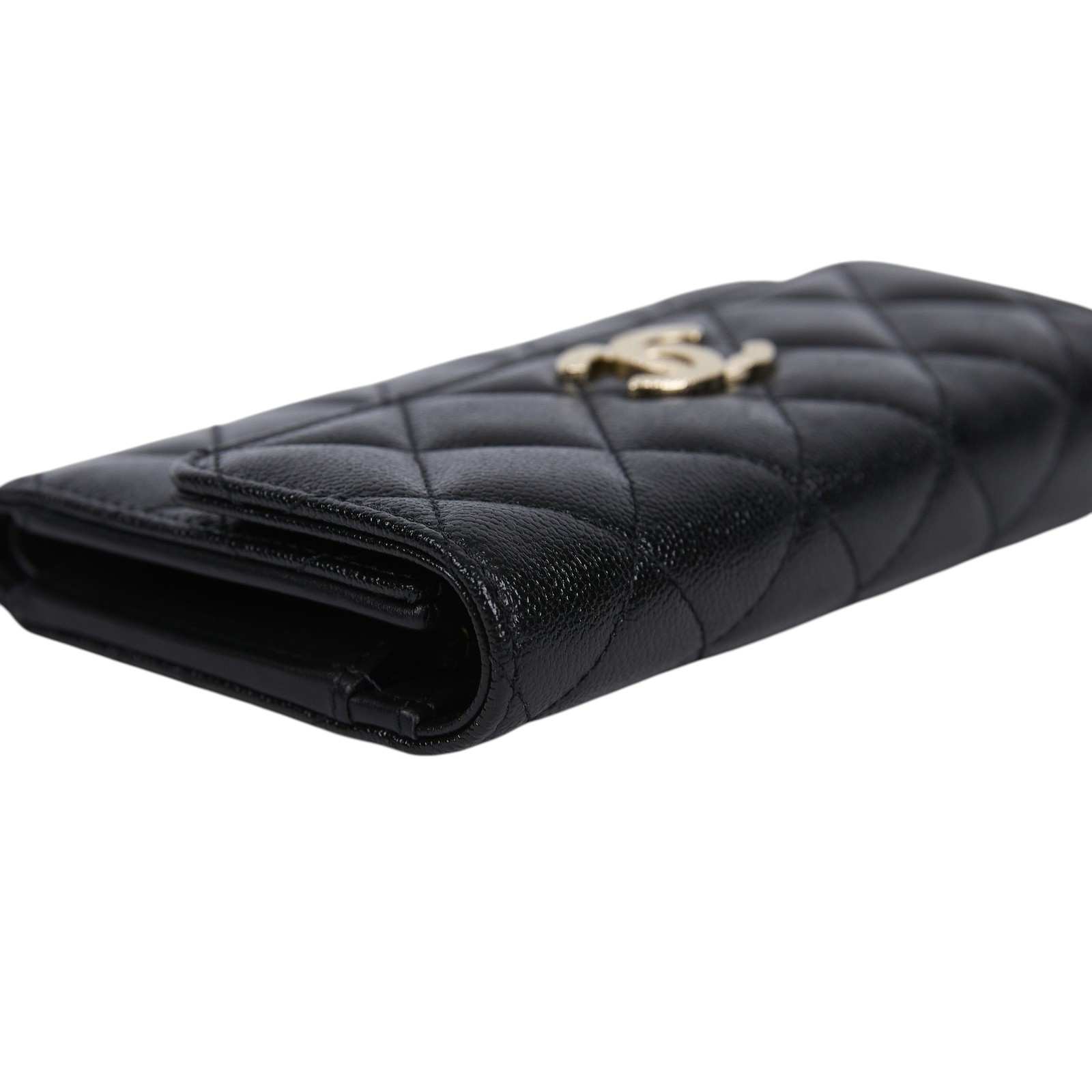 香奈兒 CHANEL 錢包 釦式 中夾 AP3398 晶片款 黑銀雙C中夾 防塵袋