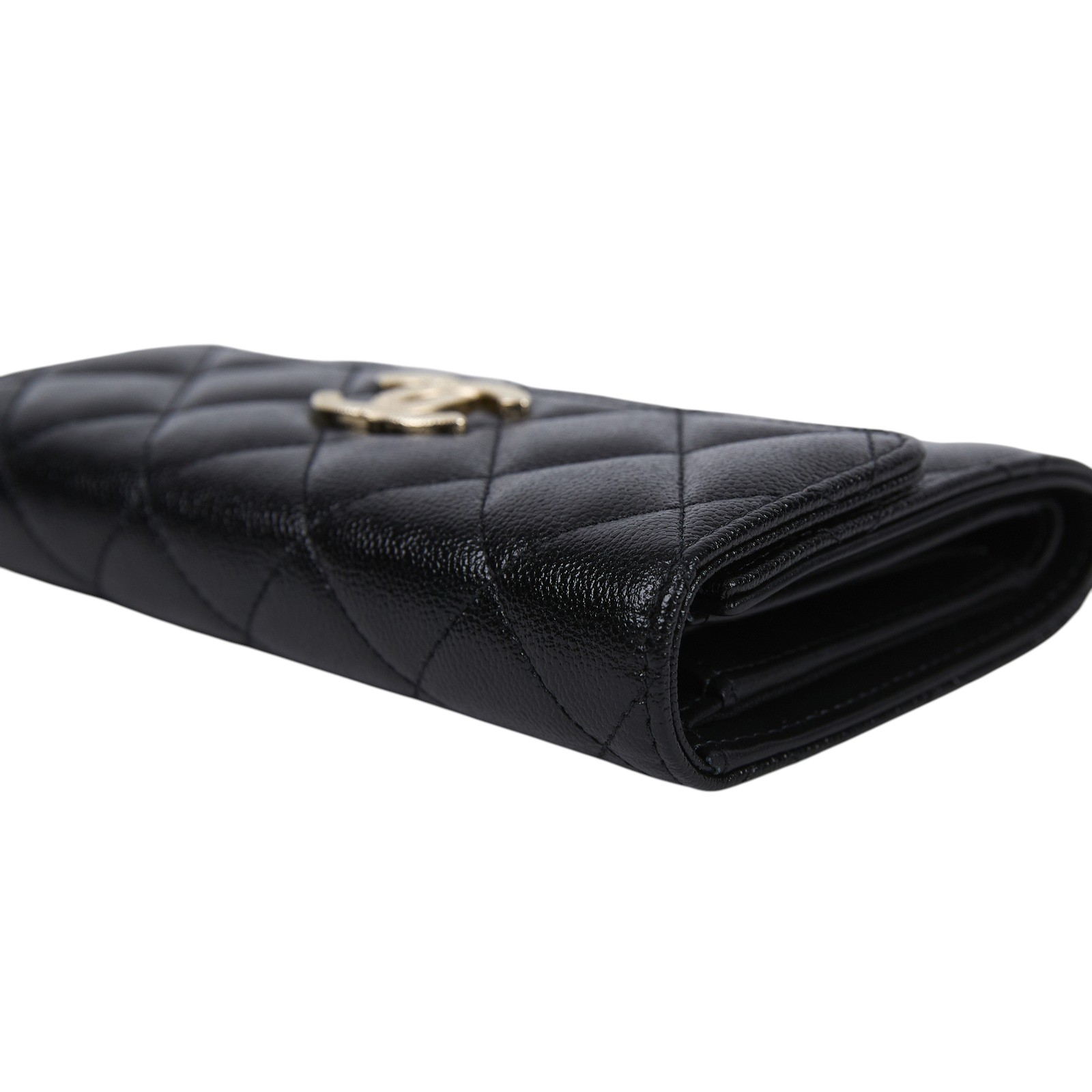 香奈兒 CHANEL 錢包 釦式 中夾 AP3398 晶片款 黑銀雙C中夾 防塵袋