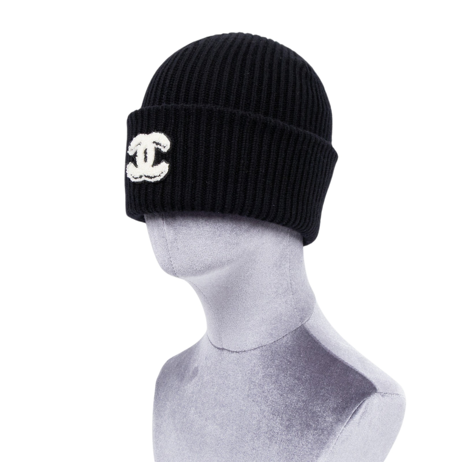 香奈兒 CHANEL CC LOGO 針織 毛帽 帽子 AAA398 黑底白LOGO毛帽 無附屬品