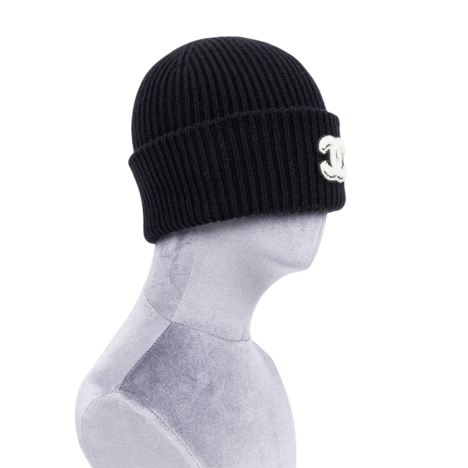 香奈兒 CHANEL CC LOGO 針織 毛帽 帽子 AAA398 黑底白LOGO毛帽 無附屬品