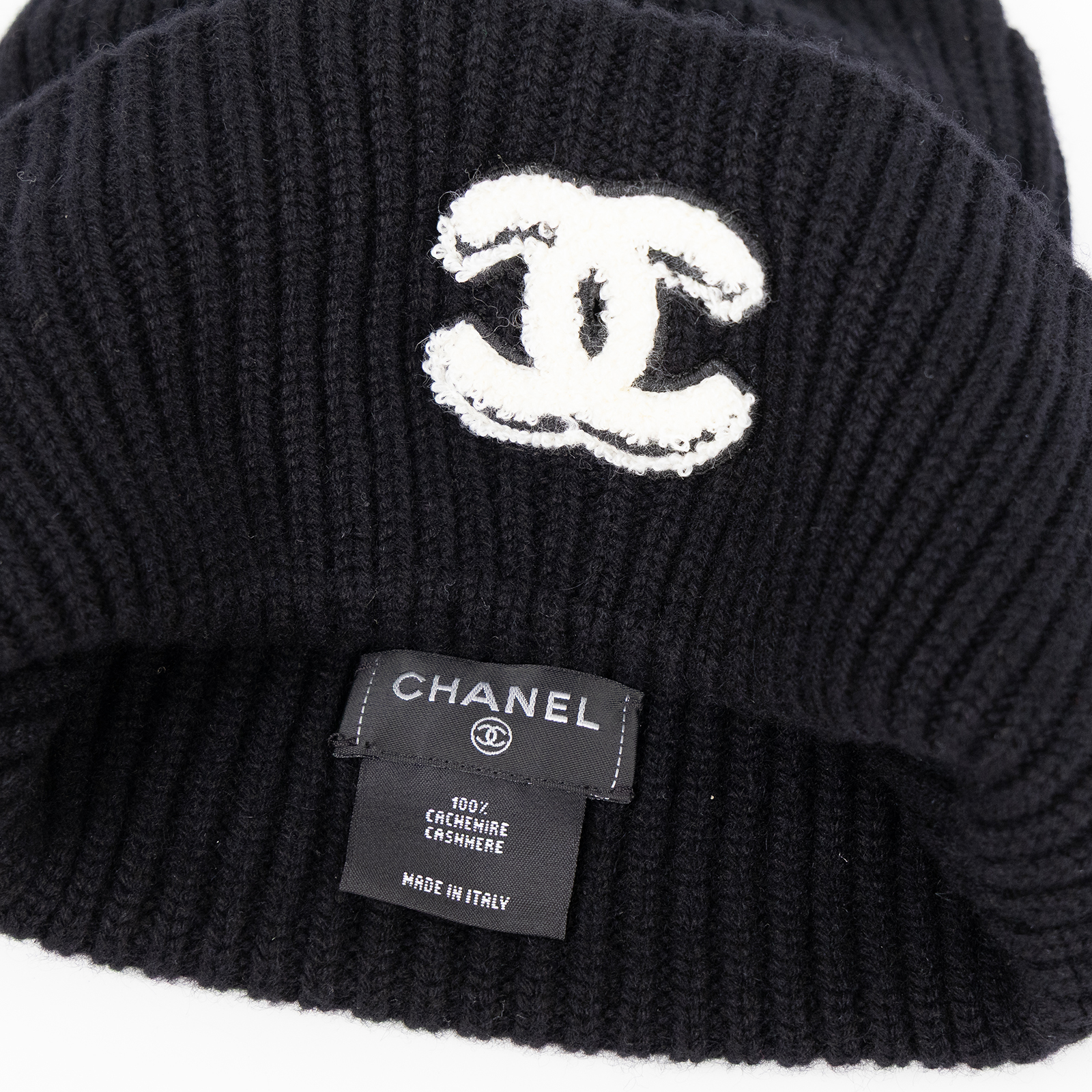 香奈兒 CHANEL CC LOGO 針織 毛帽 帽子 AAA398 黑底白LOGO毛帽 無附屬品