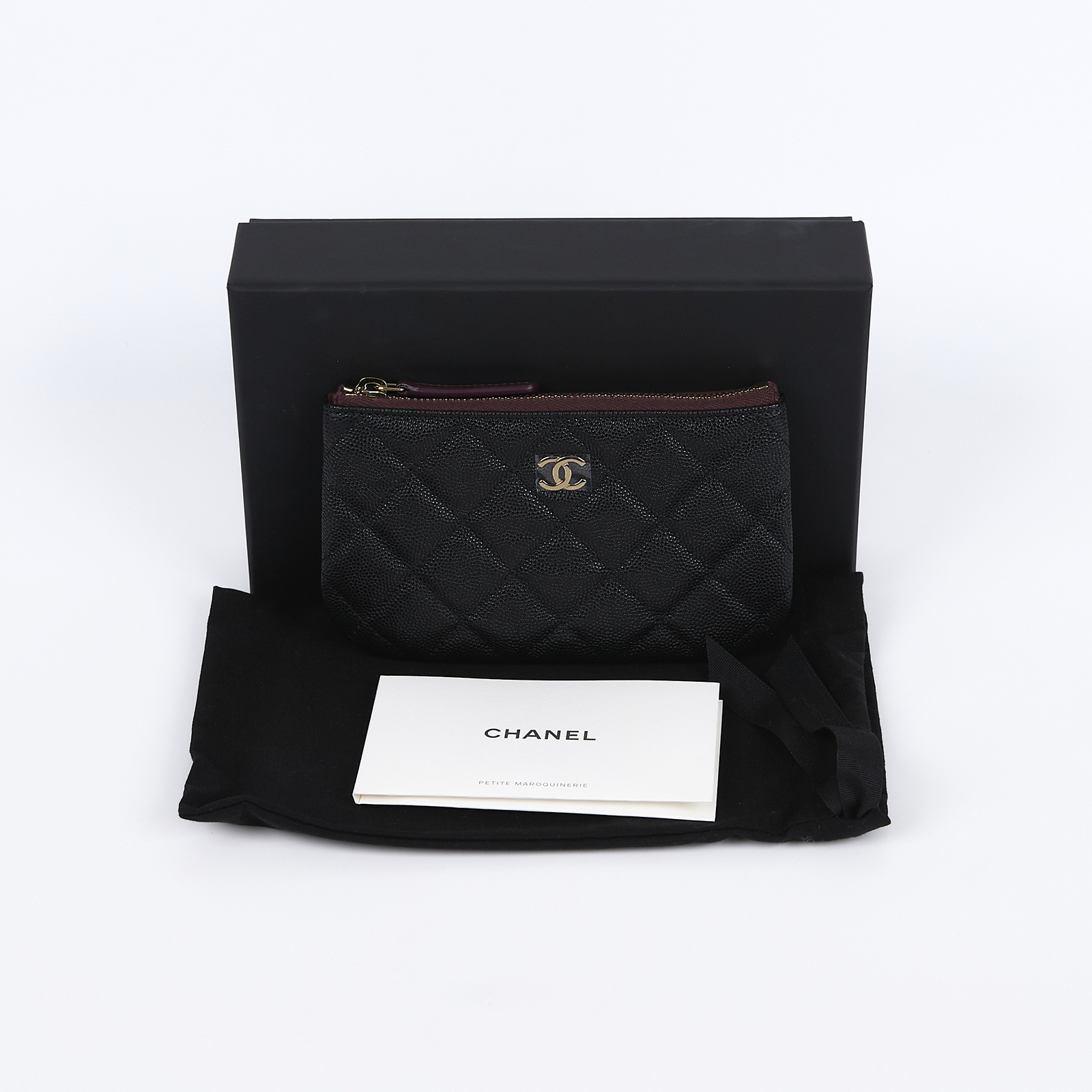 香奈兒 CHANEL 經典 拉鍊 隨身包 小型 AP4020 晶片款 黑荔枝一字拉POUCH 原廠盒子/防塵袋