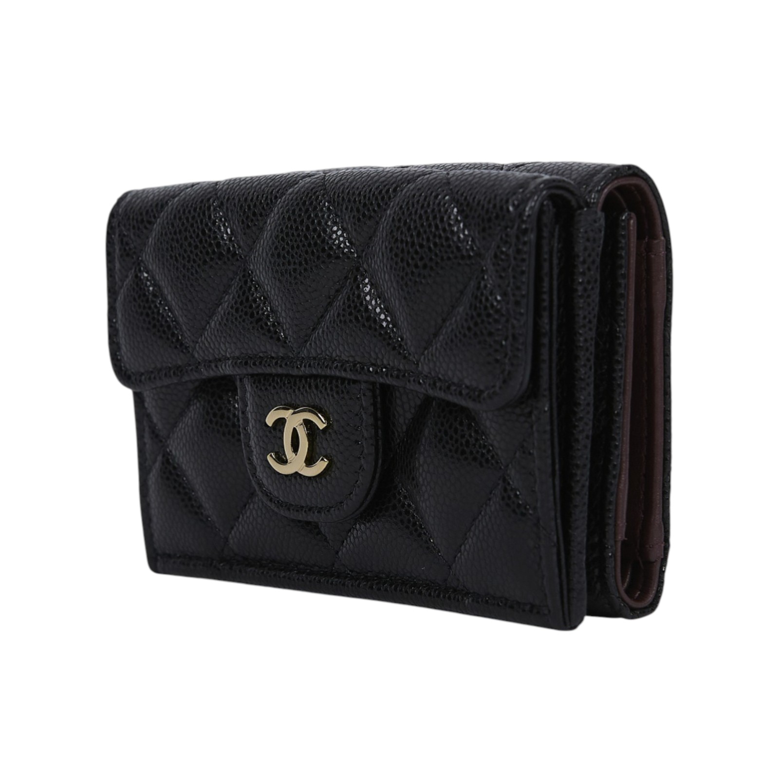 香奈兒 CHANEL 錢包 短夾 AP0230 晶片款 黑荔枝三折短夾 原廠盒子/防塵袋