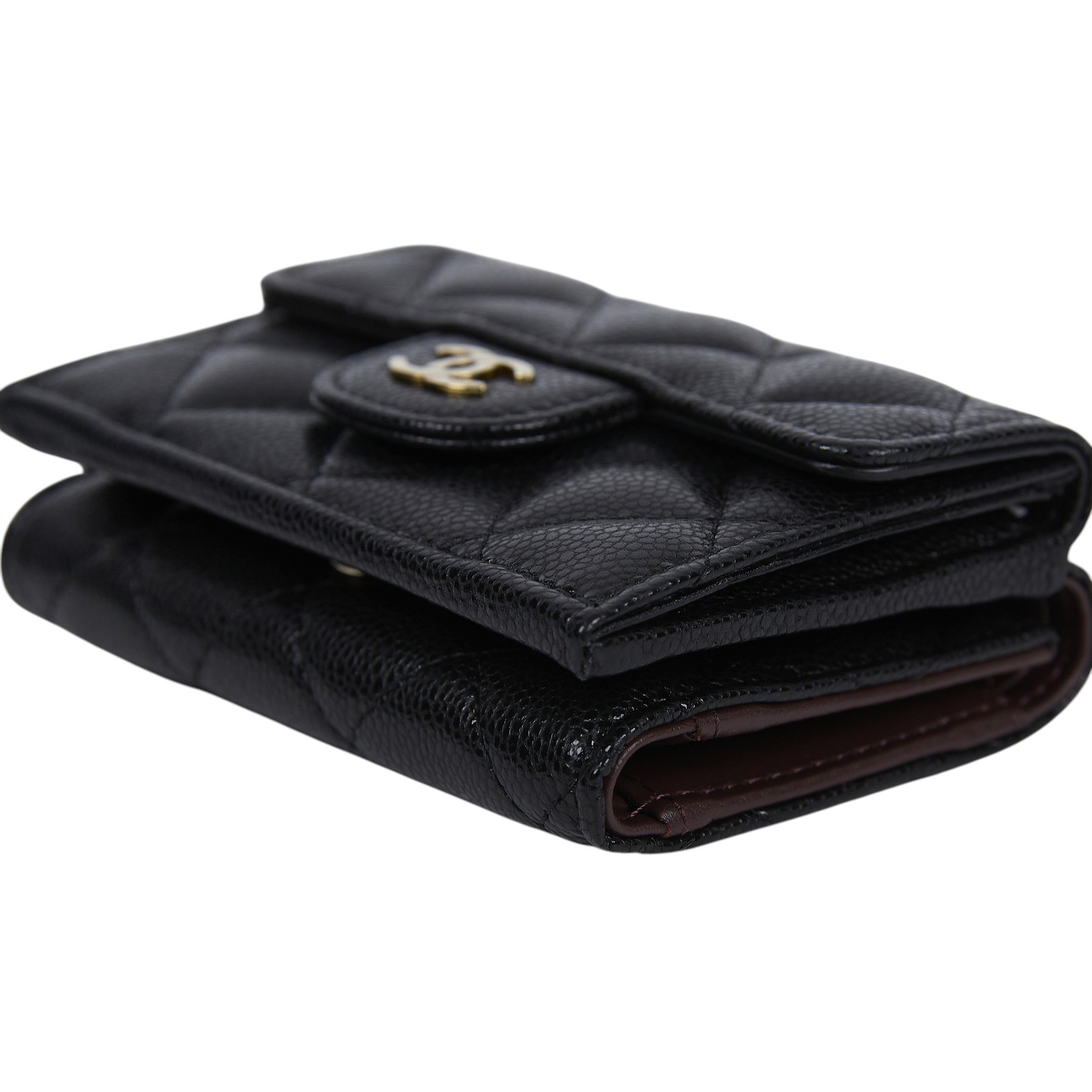 香奈兒 CHANEL 錢包 短夾 AP0230 晶片款 黑荔枝三折短夾 原廠盒子/防塵袋