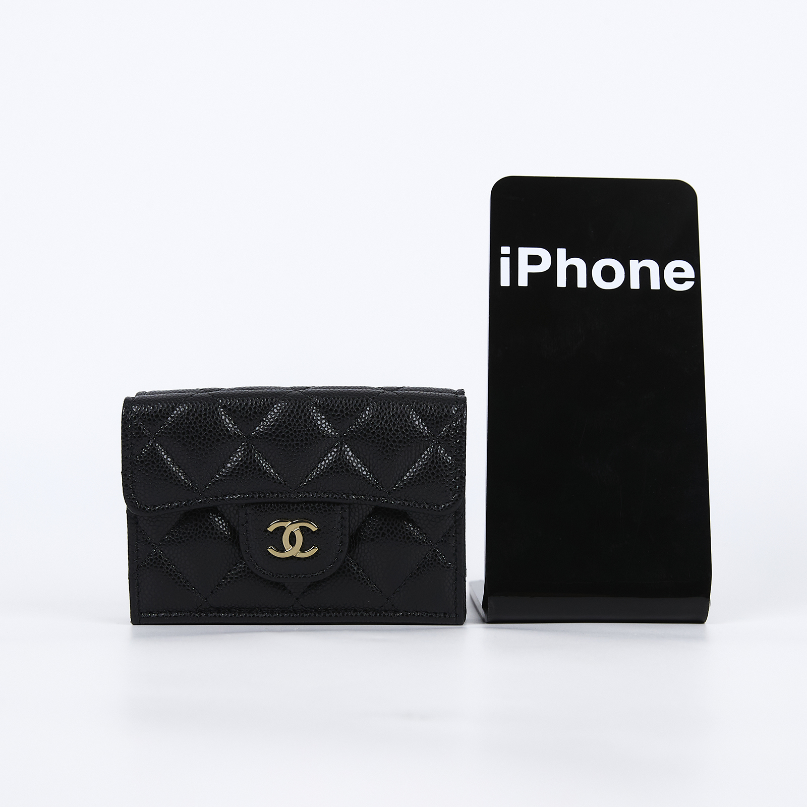 香奈兒 CHANEL 錢包 短夾 AP0230 晶片款 黑荔枝三折短夾 原廠盒子/防塵袋