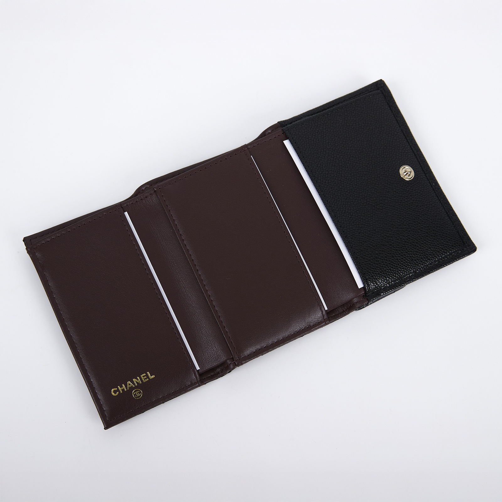 香奈兒 CHANEL 錢包 短夾 AP0230 晶片款 黑荔枝三折短夾 原廠盒子/防塵袋