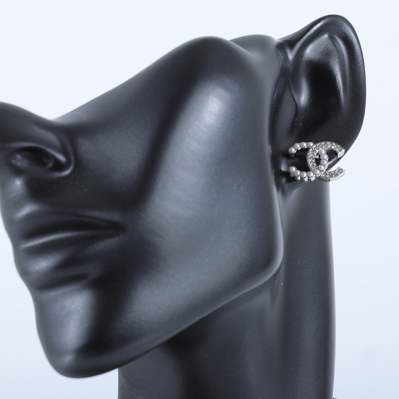 香奈兒 CHANEL CC LOGO 耳環 耳釘 B25V 水鑽珍珠雙C耳環 原廠盒子