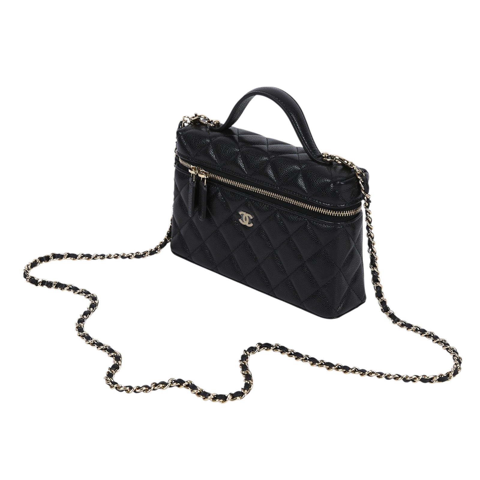 香奈兒 CHANEL LP CF 盒子包 手提包 斜背包 肩背包 AP4385 B10583 晶片款 黑荔枝手提化妝盒 無附屬品