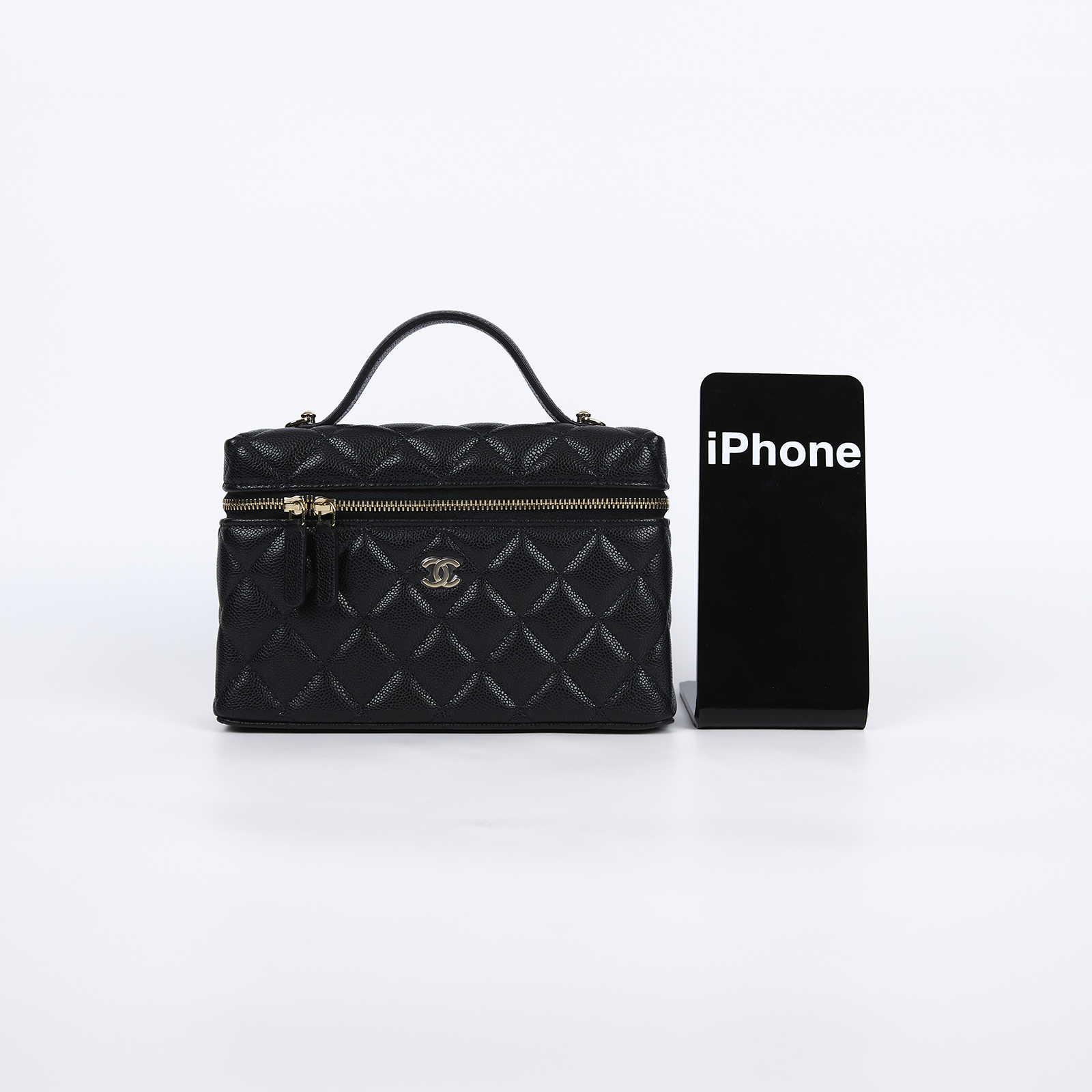 香奈兒 CHANEL LP CF 盒子包 手提包 斜背包 肩背包 AP4385 B10583 晶片款 黑荔枝手提化妝盒 無附屬品