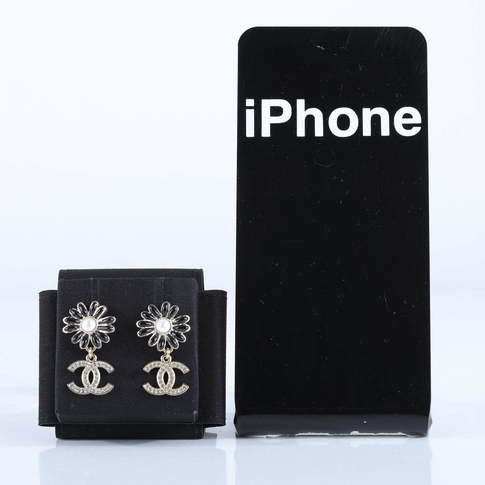 香奈兒 CHANEL CC LOGO 耳環 耳釘 A22K 金色雙C花卉垂墜耳環 原廠盒子