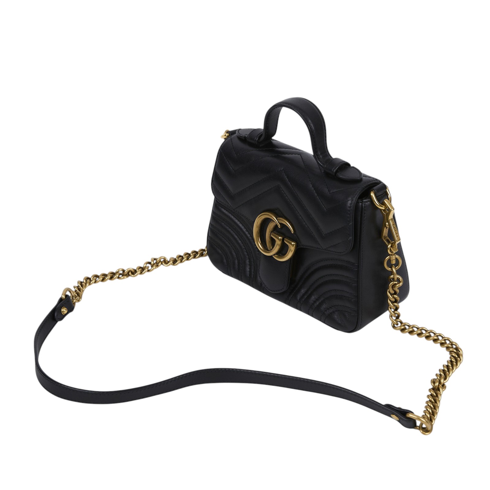 古馳 GUCCI GG Marmont 迷你 肩背 手挽袋 547260 DTDIT 黑金MARMONT 2WAY 背帶