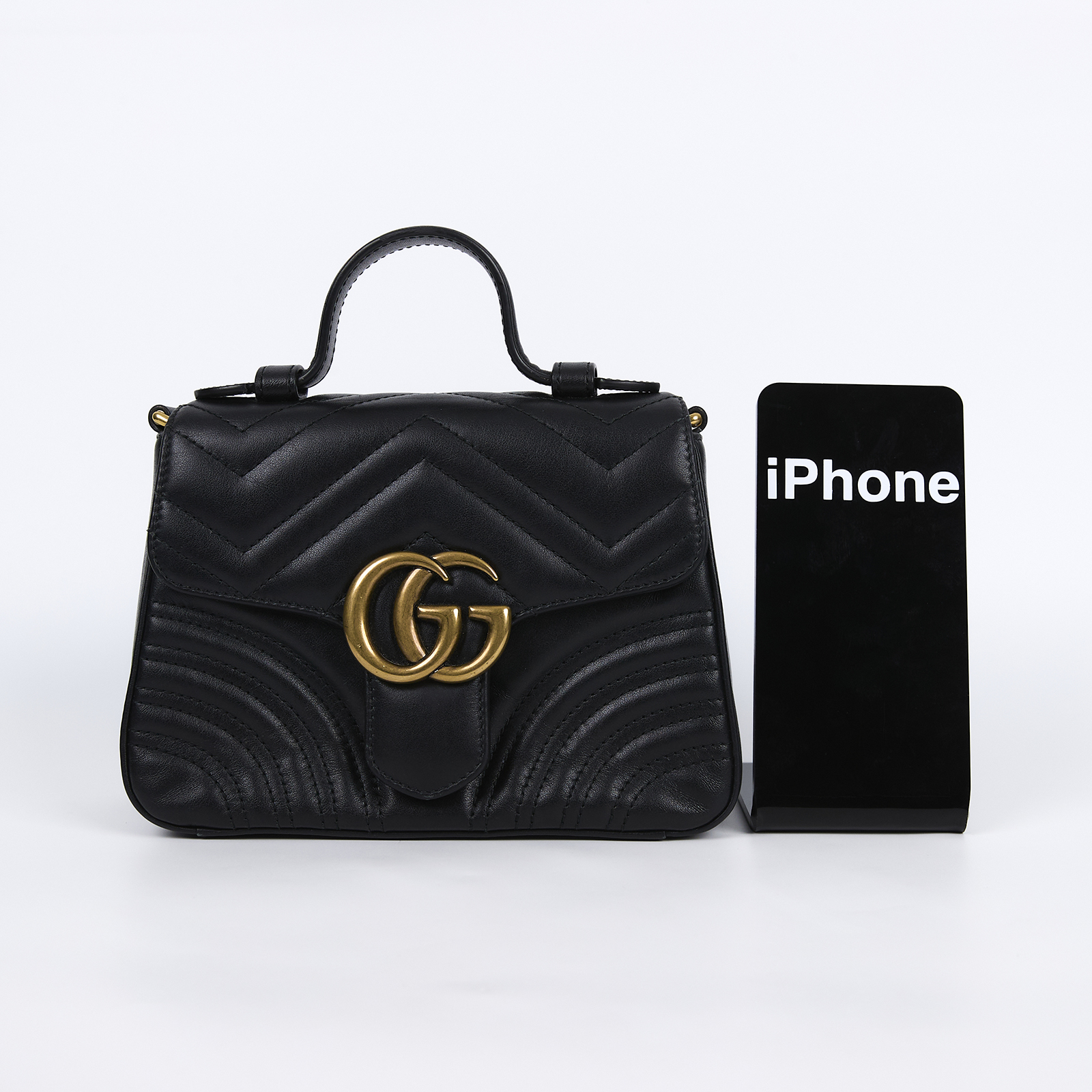 古馳 GUCCI GG Marmont 迷你 肩背 手挽袋 547260 DTDIT 黑金MARMONT 2WAY 背帶