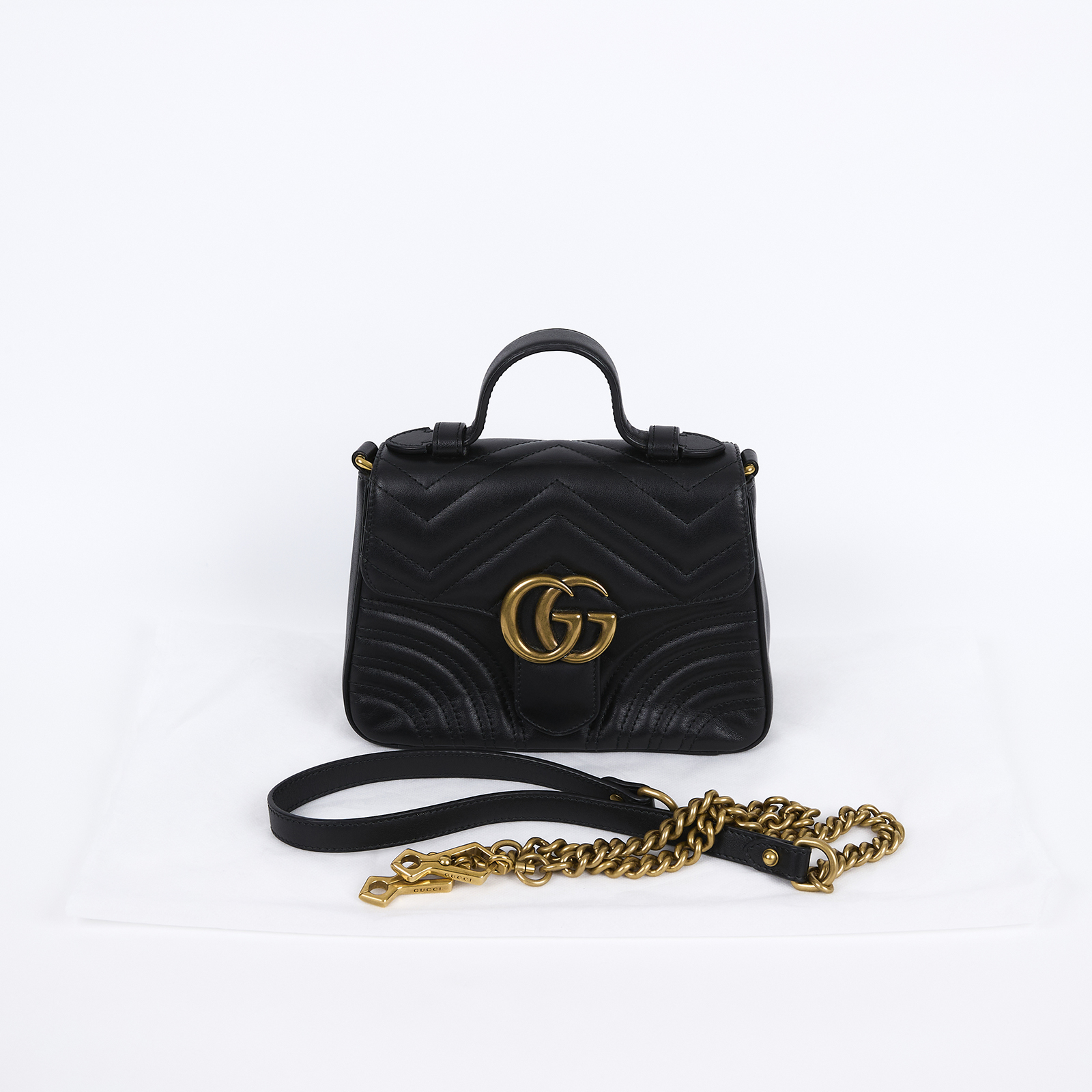 古馳 GUCCI GG Marmont 迷你 肩背 手挽袋 547260 DTDIT 黑金MARMONT 2WAY 背帶