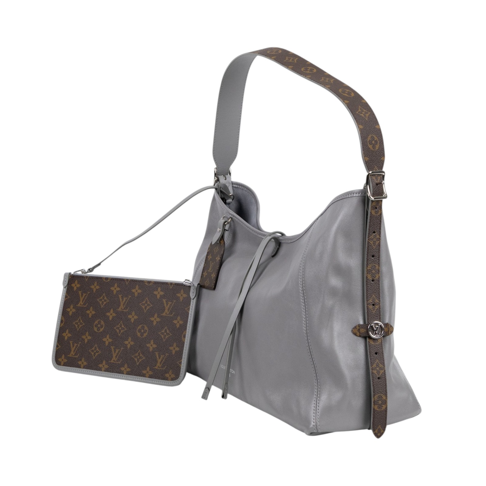 路易威登 LOUIS VUITTON CarryAll Vibe MM 手提 肩背包 2024 秋冬時裝秀 灰色 M12583 晶片款  原廠盒子/防塵袋