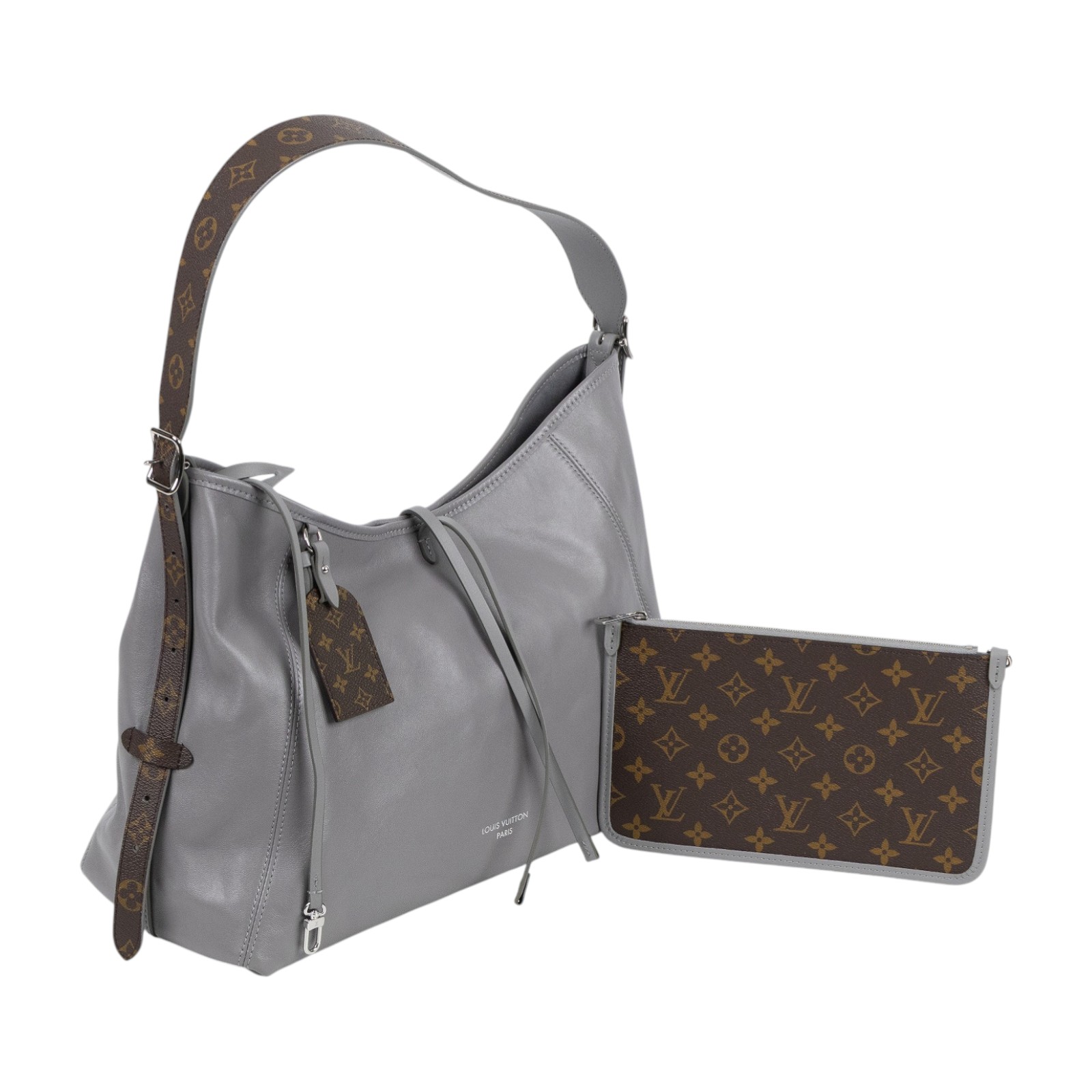 路易威登 LOUIS VUITTON CarryAll Vibe MM 手提 肩背包 2024 秋冬時裝秀 灰色 M12583 晶片款  原廠盒子/防塵袋